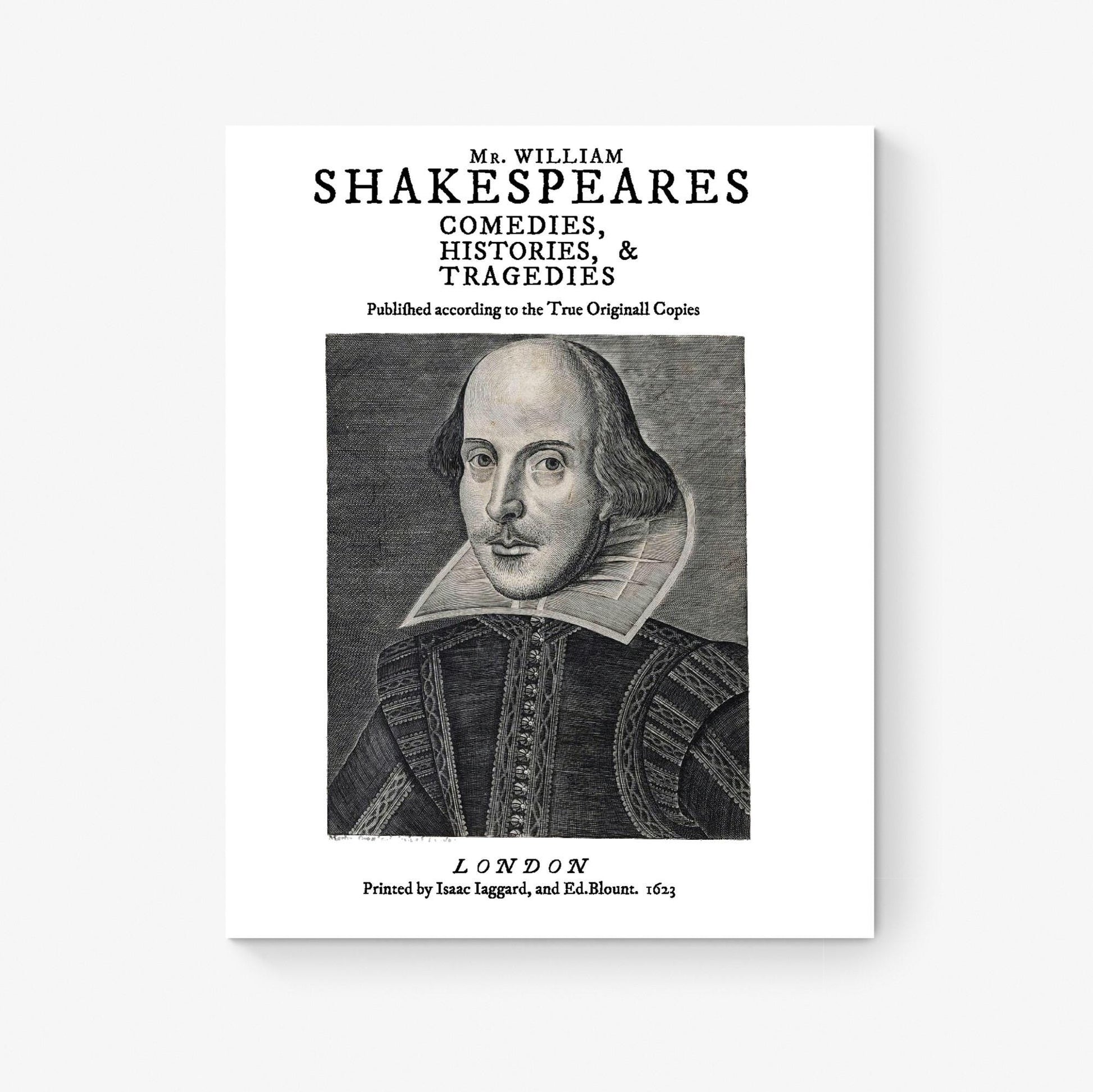 Shakespeare First Folio Art Print | 1623 Title Page Reproduction | Vintage Literary Wall Art | Living Room | Antique Book Page Poster