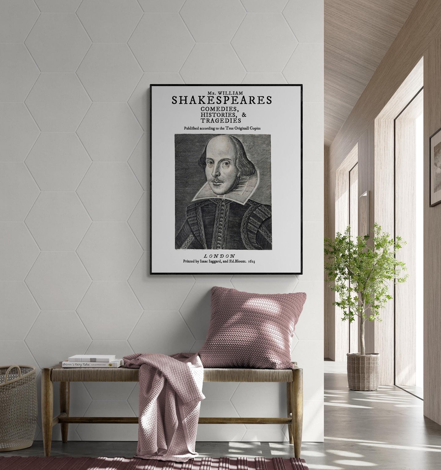Shakespeare First Folio Art Print | 1623 Title Page Reproduction | Vintage Literary Wall Art | Living Room | Antique Book Page Poster