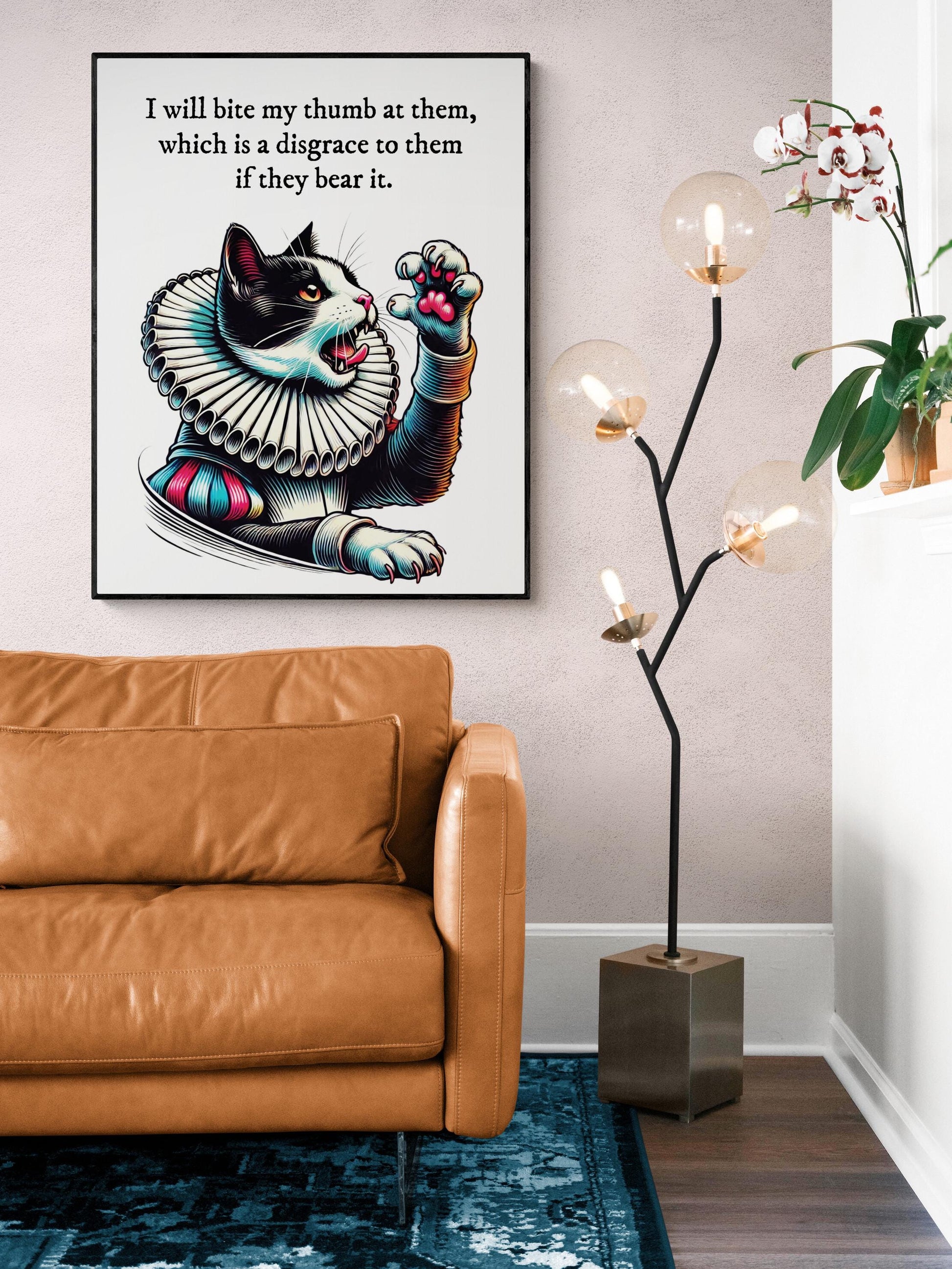 Shakespeare Cat Art Print I Will Bite My Thumb At Them | Romeo & Juliet | Home Decor | Living Room | Gift | Literary Typography Poster