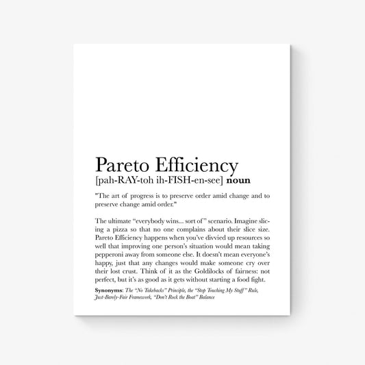 Pareto Efficiency Art Print | Principles and Paradoxes of Human Behavior and Science | Educational | Teacher School Classroom Artwork