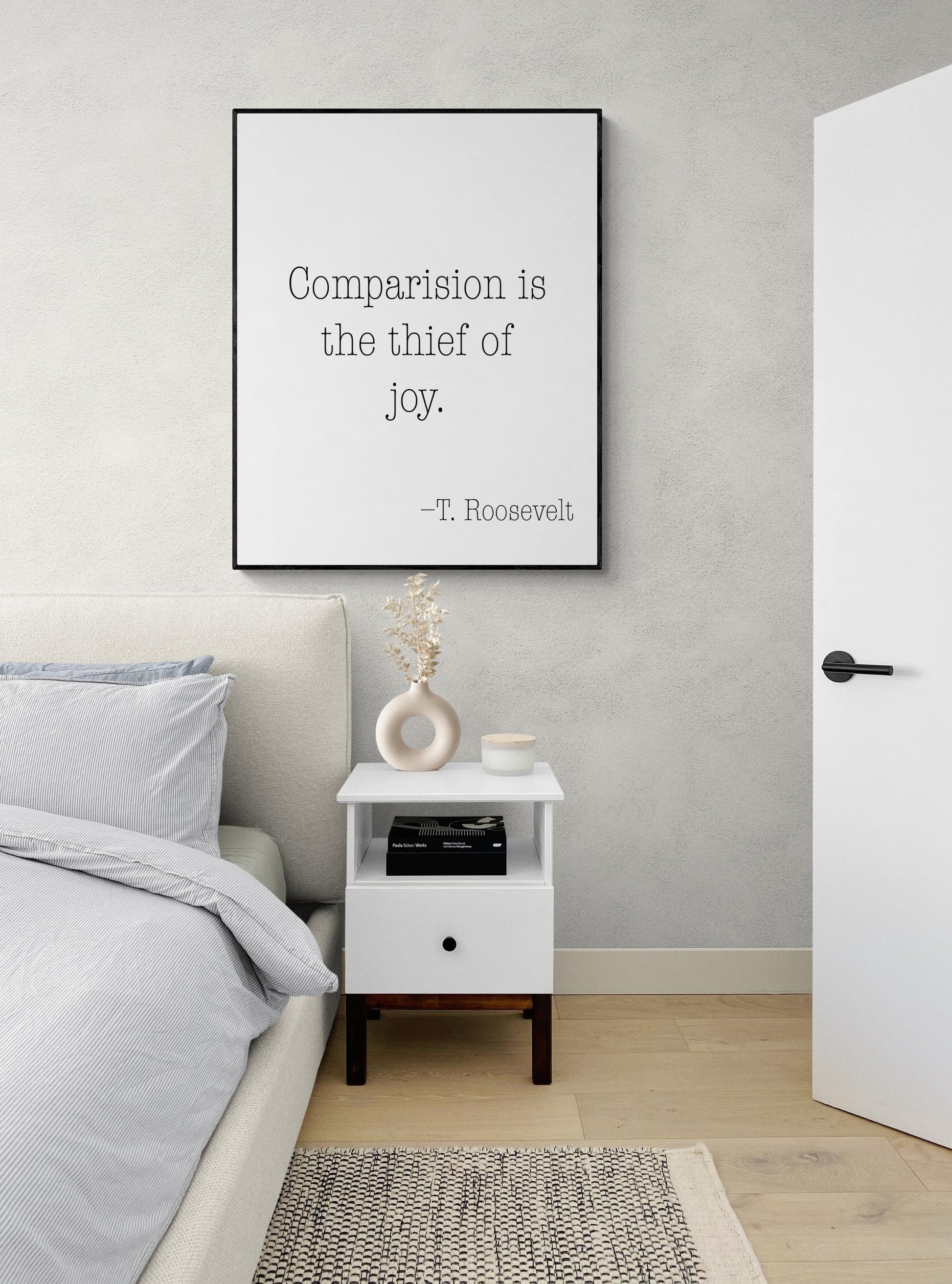 Teddy Roosevelt Quote Art Print | Comparison Is The Thief Of Joy | US President | Living Room | Patriotic Home Decor | History Poster