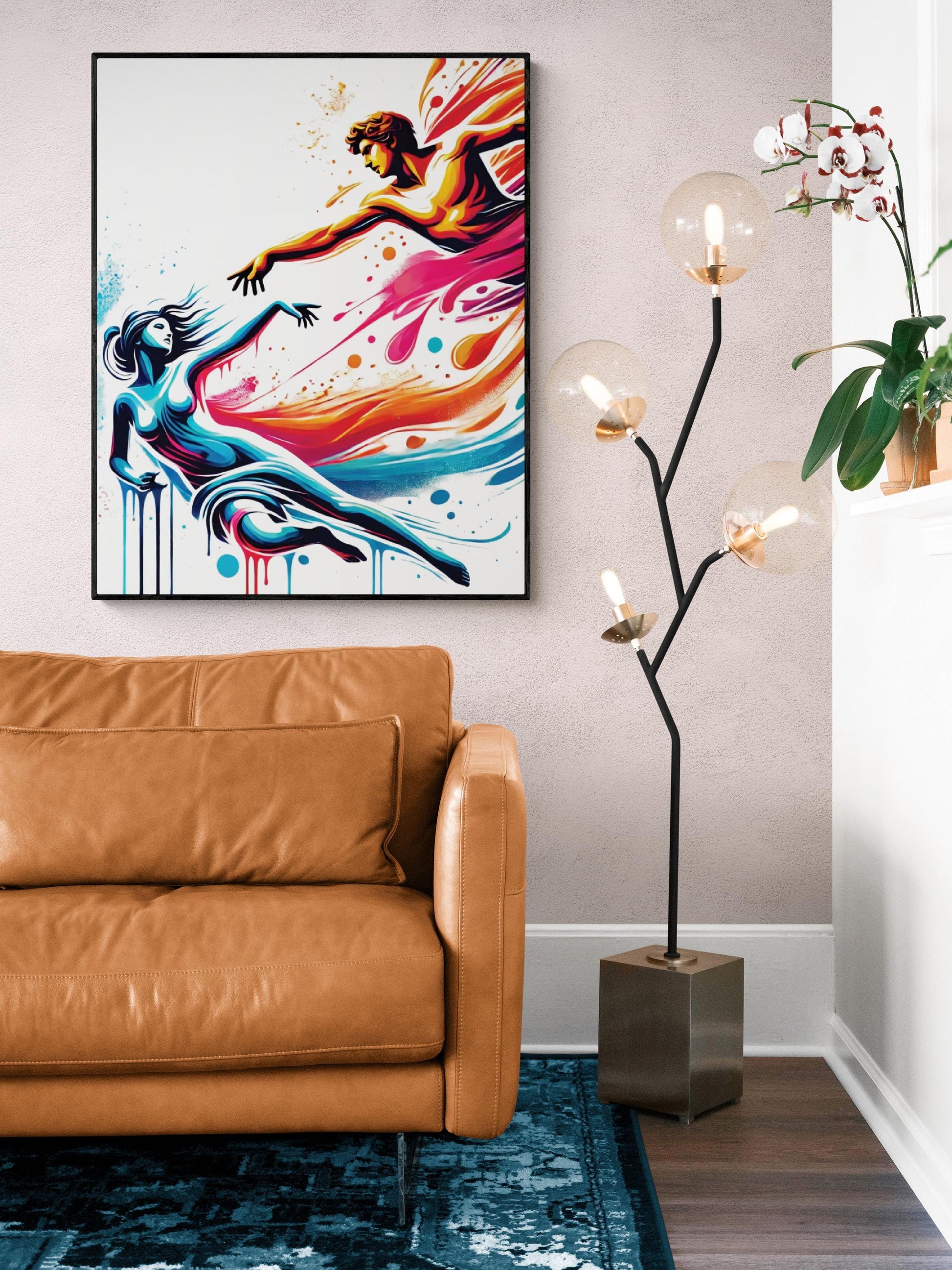 Orpheus and Eurydice Graffiti Style Art Print | Greek Mythology Street Artwork | Modern Tragic Love Wall Home Decor | Colorful Myth Poster