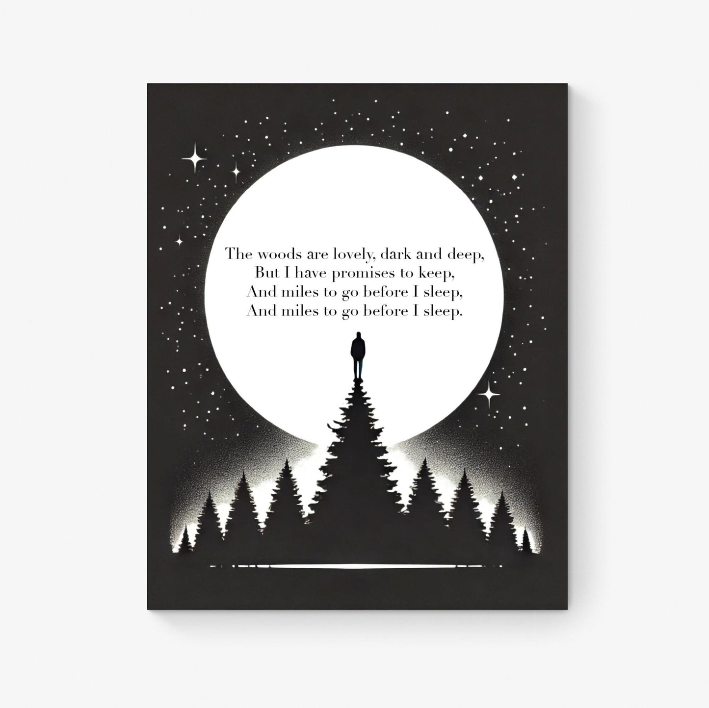 Miles To Go Before I Sleep | Stopping by Woods On A Snowy Evening | Robert Frost | Poem | Inspirational | Motivational Sketch Art Print