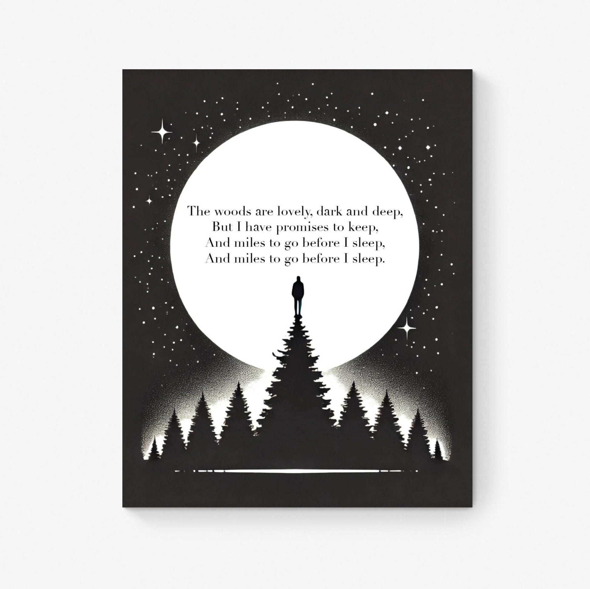 Miles To Go Before I Sleep | Stopping by Woods On A Snowy Evening | Robert Frost | Poem | Inspirational | Motivational Sketch Art Print