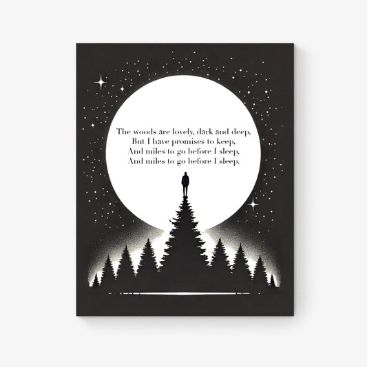 Miles To Go Before I Sleep | Stopping by Woods On A Snowy Evening | Robert Frost | Poem | Inspirational | Motivational Sketch Art Print