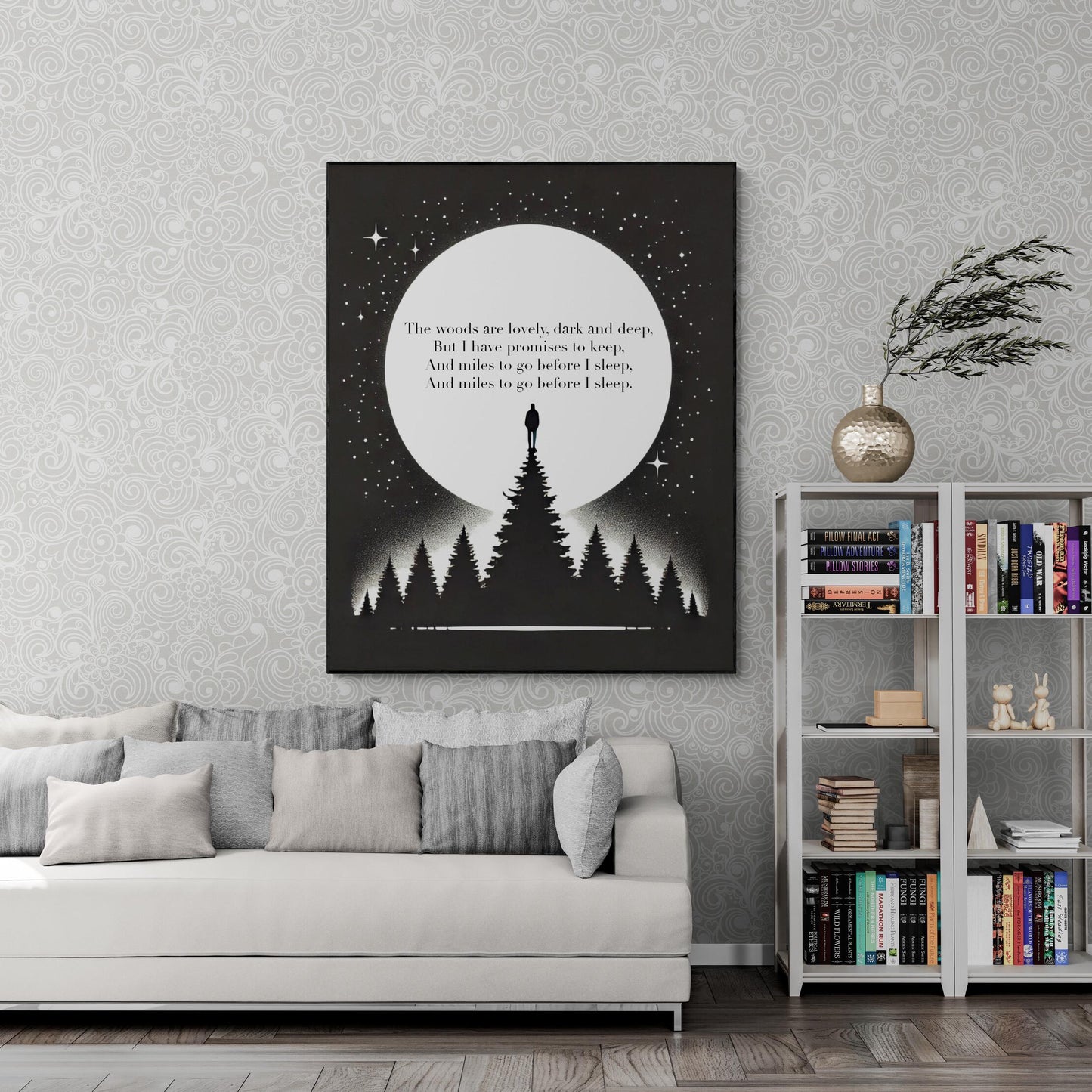 Miles To Go Before I Sleep | Stopping by Woods On A Snowy Evening | Robert Frost | Poem | Inspirational | Motivational Sketch Art Print
