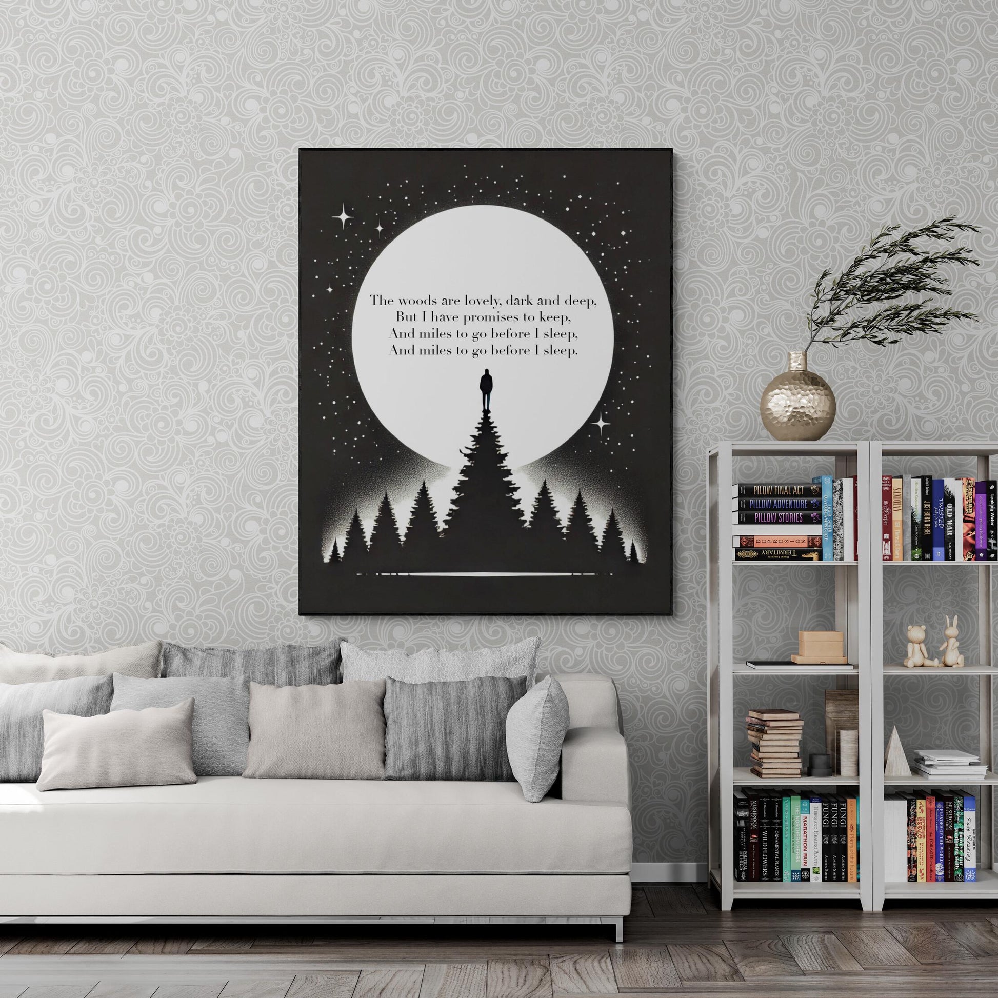 Miles To Go Before I Sleep | Stopping by Woods On A Snowy Evening | Robert Frost | Poem | Inspirational | Motivational Sketch Art Print