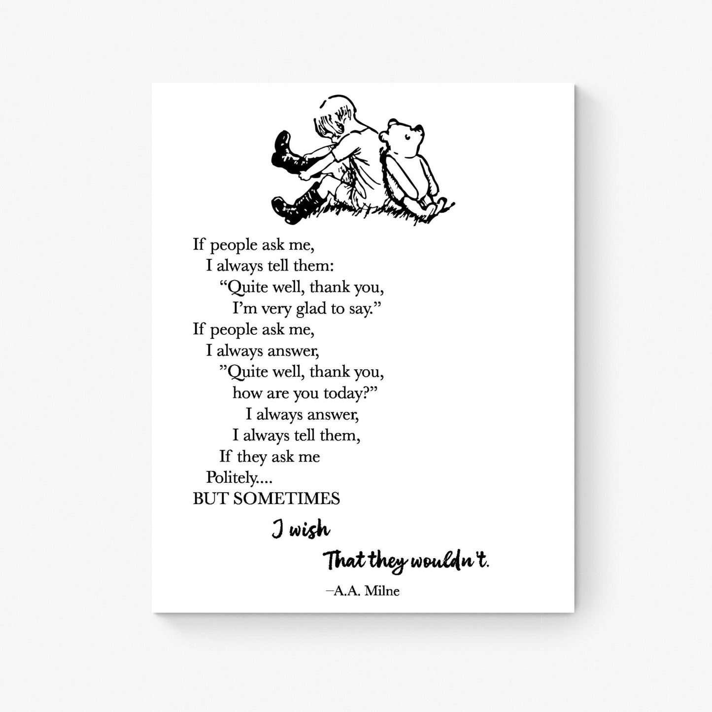 Politeness Quote Art Print | A.A. Milne | Classic Winnie-the-Pooh Poetry Wall | Home Decor | Literary Poster