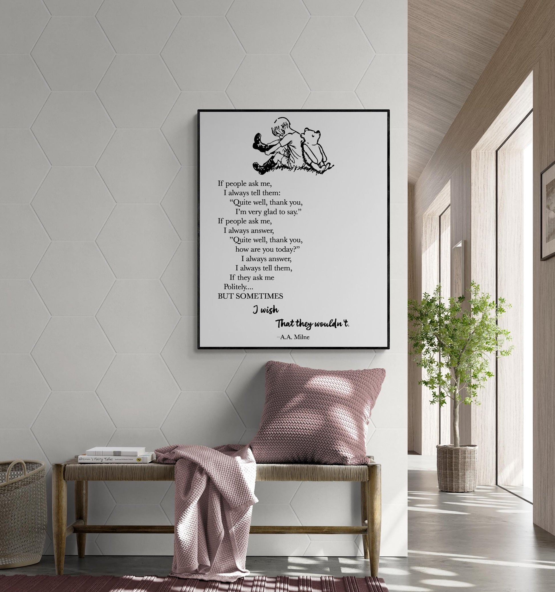Politeness Quote Art Print | A.A. Milne | Classic Winnie-the-Pooh Poetry Wall | Home Decor | Literary Poster