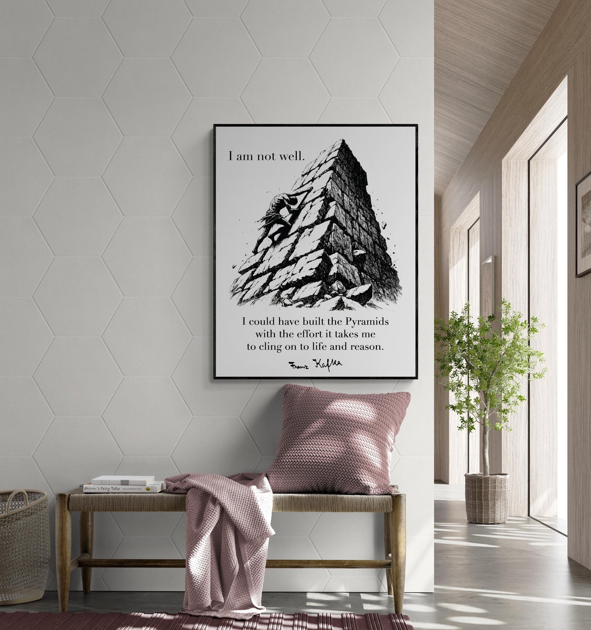 Franz Kafka Quote Art Print | Mental Health | I Could Have Built The Pyramids | Literary Book | Inspirational | Motivational Sketch Poster