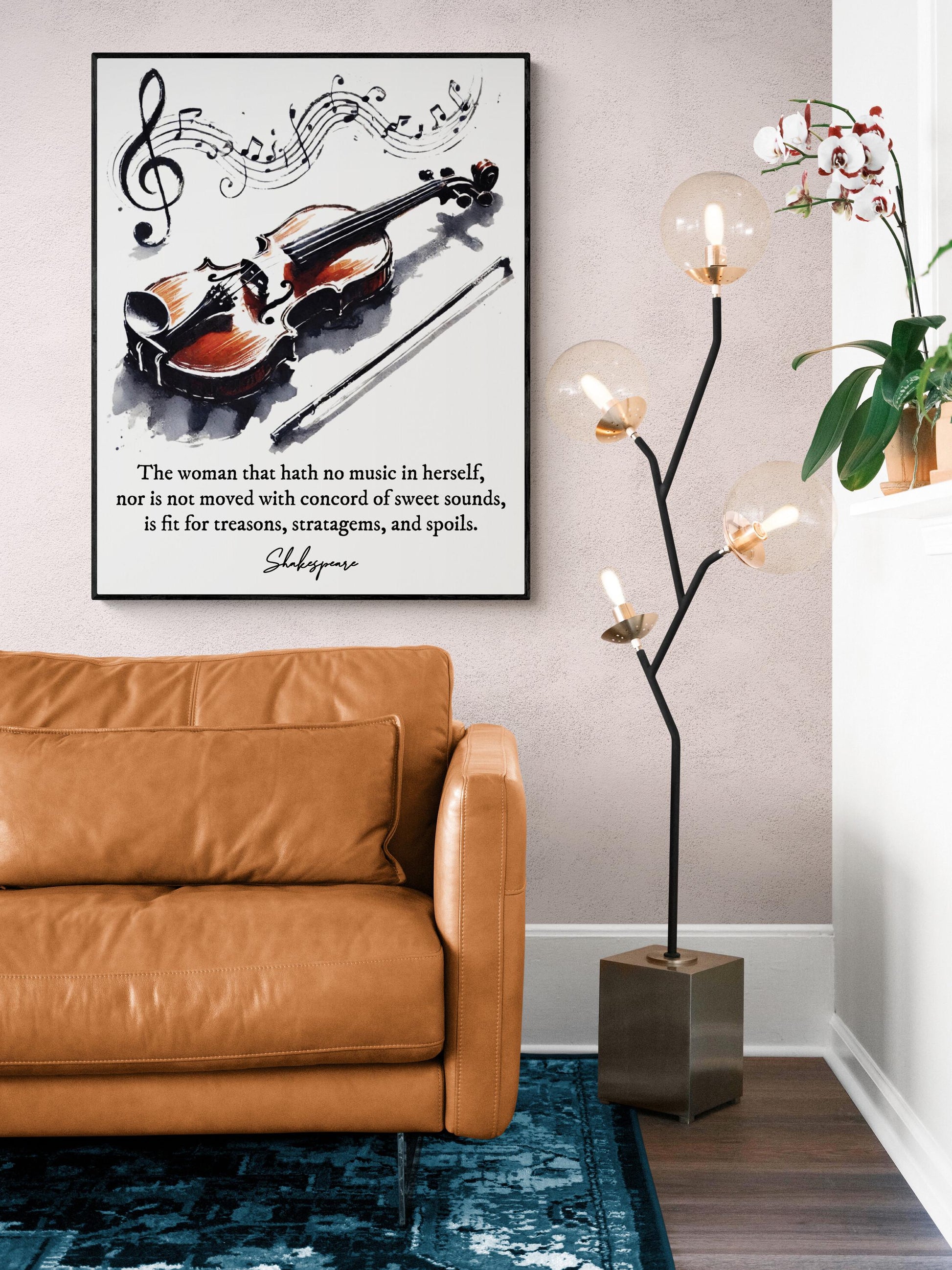 Shakespeare Quote Art Print | No Music in Herself | Musical Literary | Violin Watercolor | Home Decor Poster