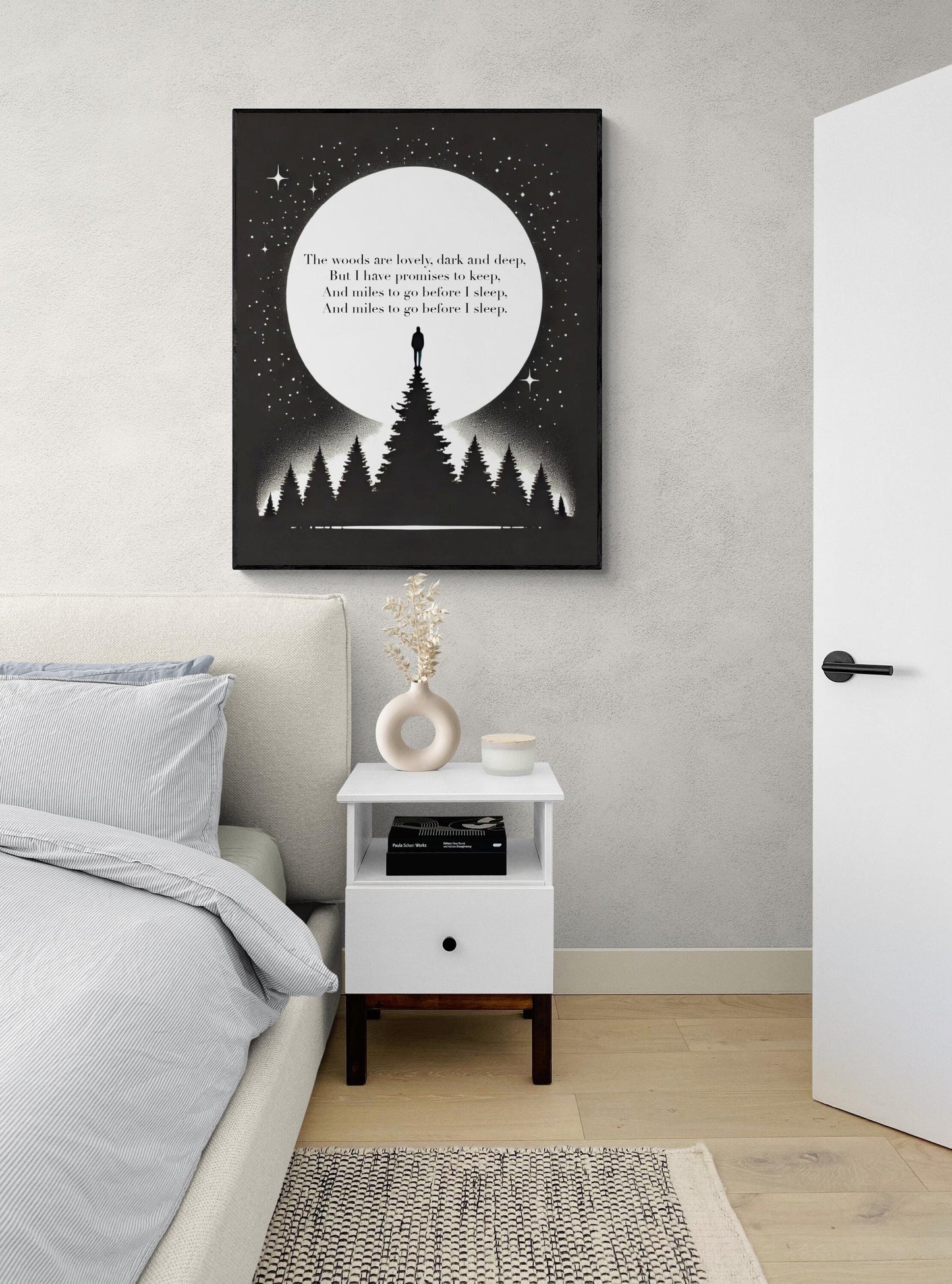 Miles To Go Before I Sleep | Stopping by Woods On A Snowy Evening | Robert Frost | Poem | Inspirational | Motivational Sketch Art Print