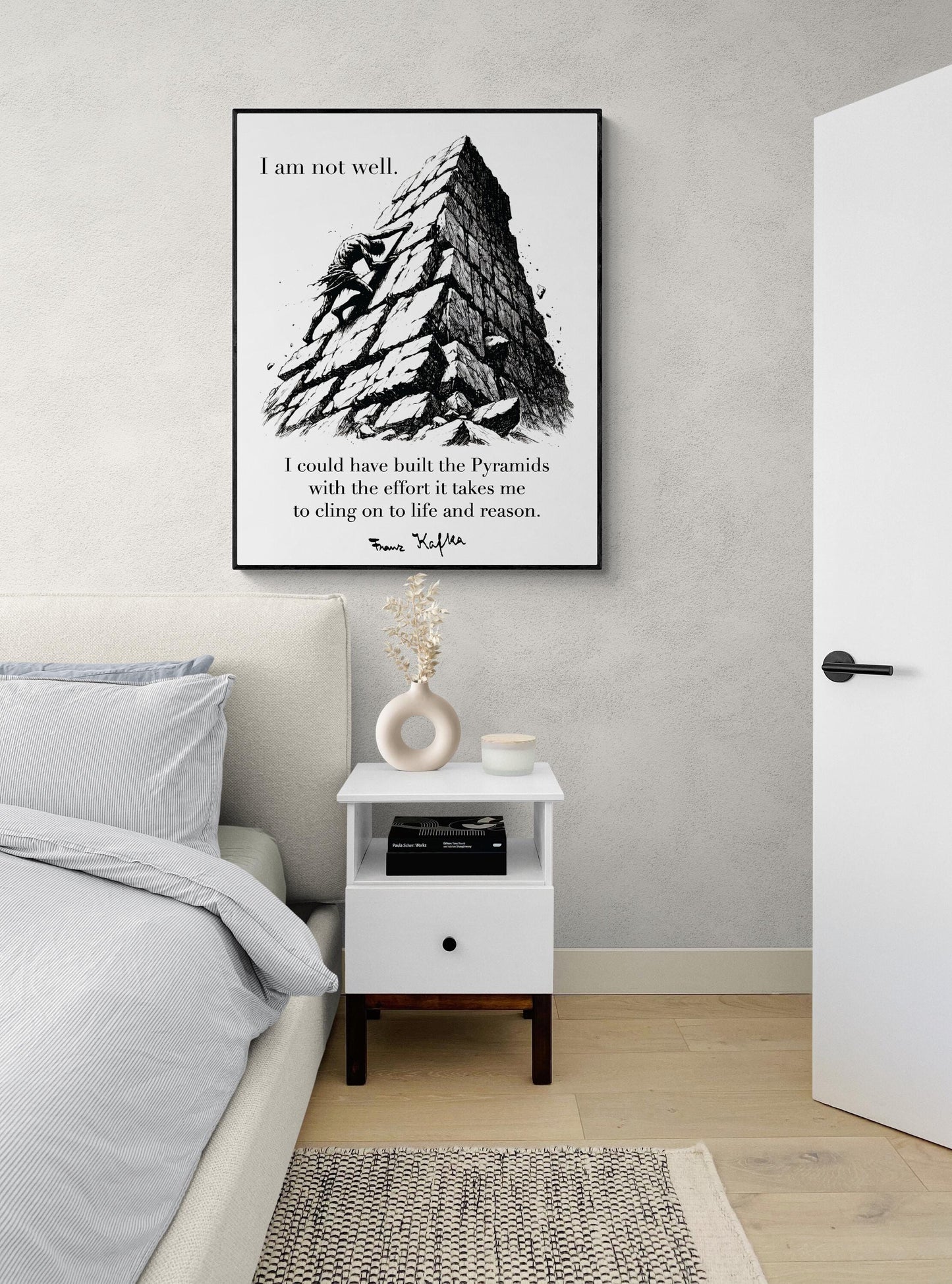 Franz Kafka Quote Art Print | Mental Health | I Could Have Built The Pyramids | Literary Book | Inspirational | Motivational Sketch Poster