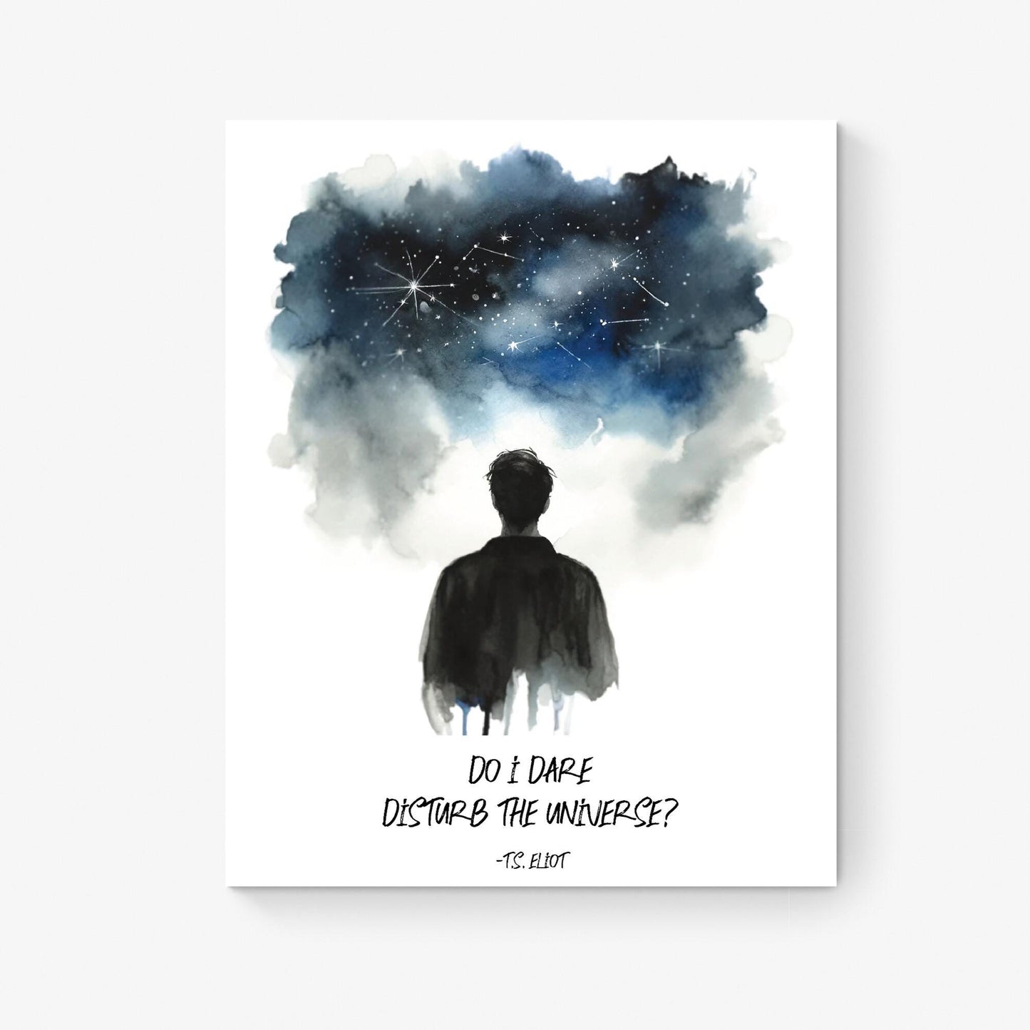 T.S. Eliot Quote Art Print | Do I Dare Disturb the Universe | Literary Watercolor Wall Art | Living Room | Inspirational Poetry Decor Poster