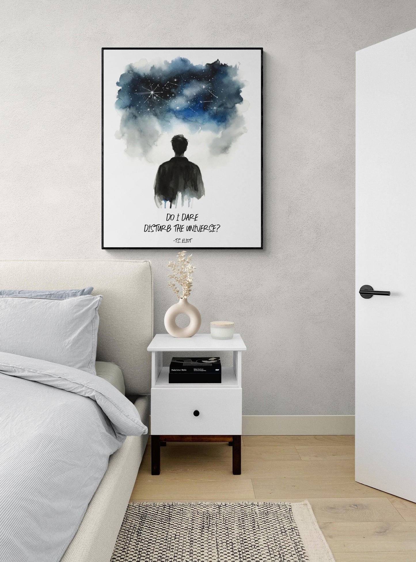 T.S. Eliot Quote Art Print | Do I Dare Disturb the Universe | Literary Watercolor Wall Art | Living Room | Inspirational Poetry Decor Poster