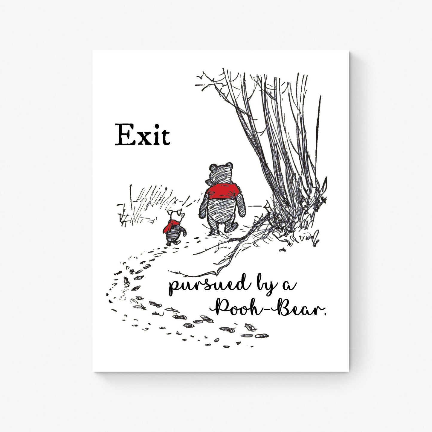 Shakespeare Quote Art Print | Exit Pursued By A Bear | Winnie-the-Pooh | Literary | A Winter's Tale | Living Room | Home Decor | Poster