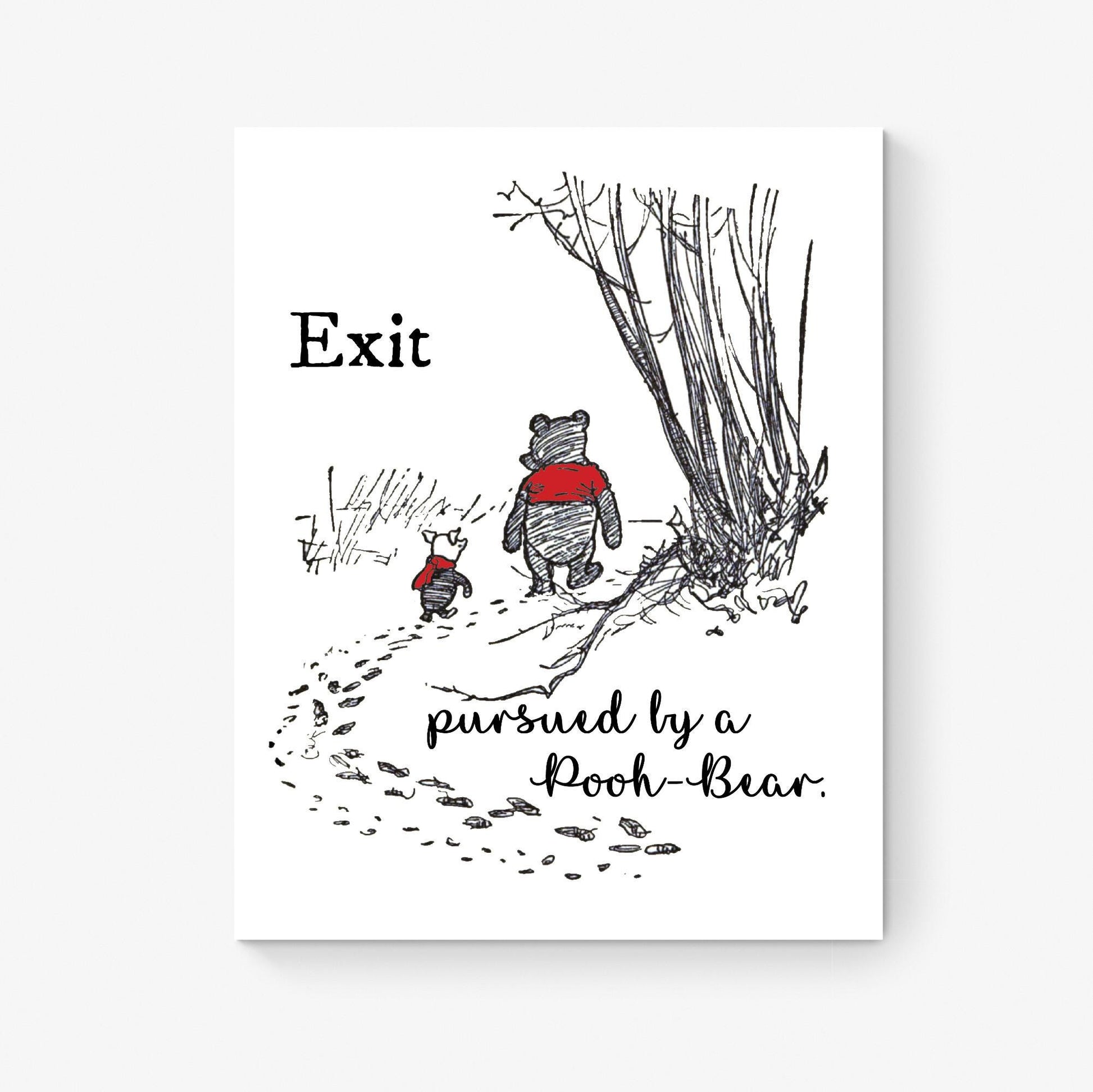 Shakespeare Quote Art Print | Exit Pursued By A Bear | Winnie-the-Pooh | Literary | A Winter's Tale | Living Room | Home Decor | Poster
