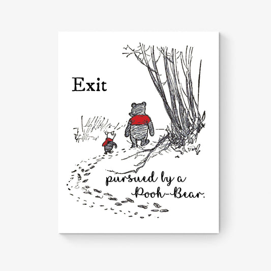 Shakespeare Quote Art Print | Exit Pursued By A Bear | Winnie-the-Pooh | Literary | A Winter's Tale | Living Room | Home Decor | Poster