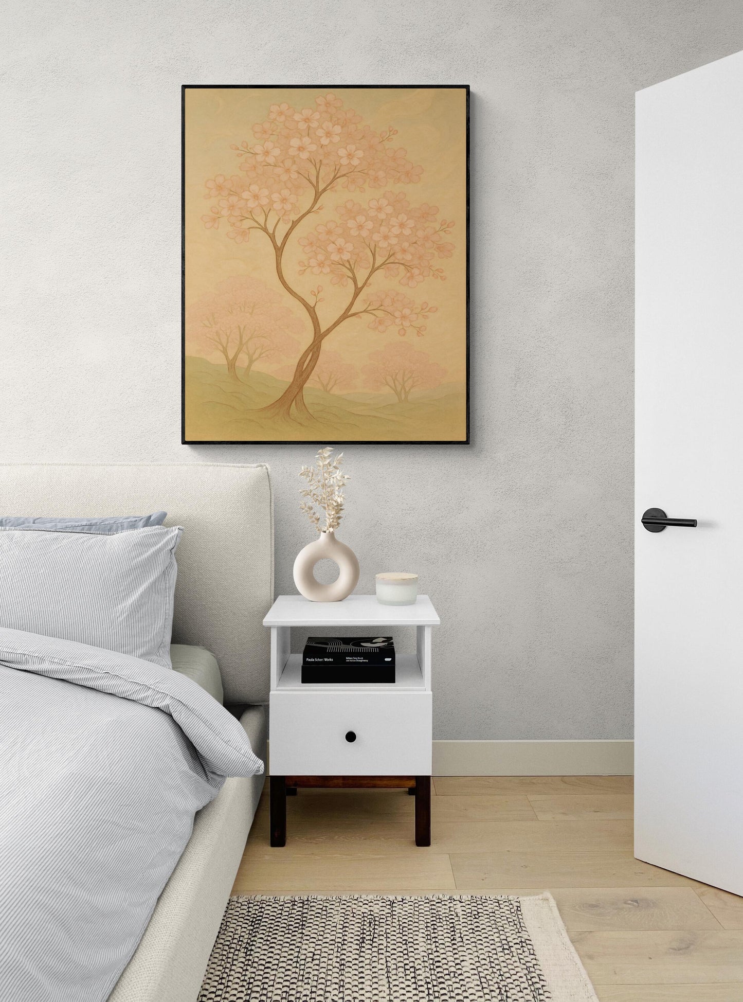 Cherry Blossom Tree Art Print | Nature Home Decor | Soft Minimalist Japanese Illustration | Inspirational | Motivational Sketch Poster