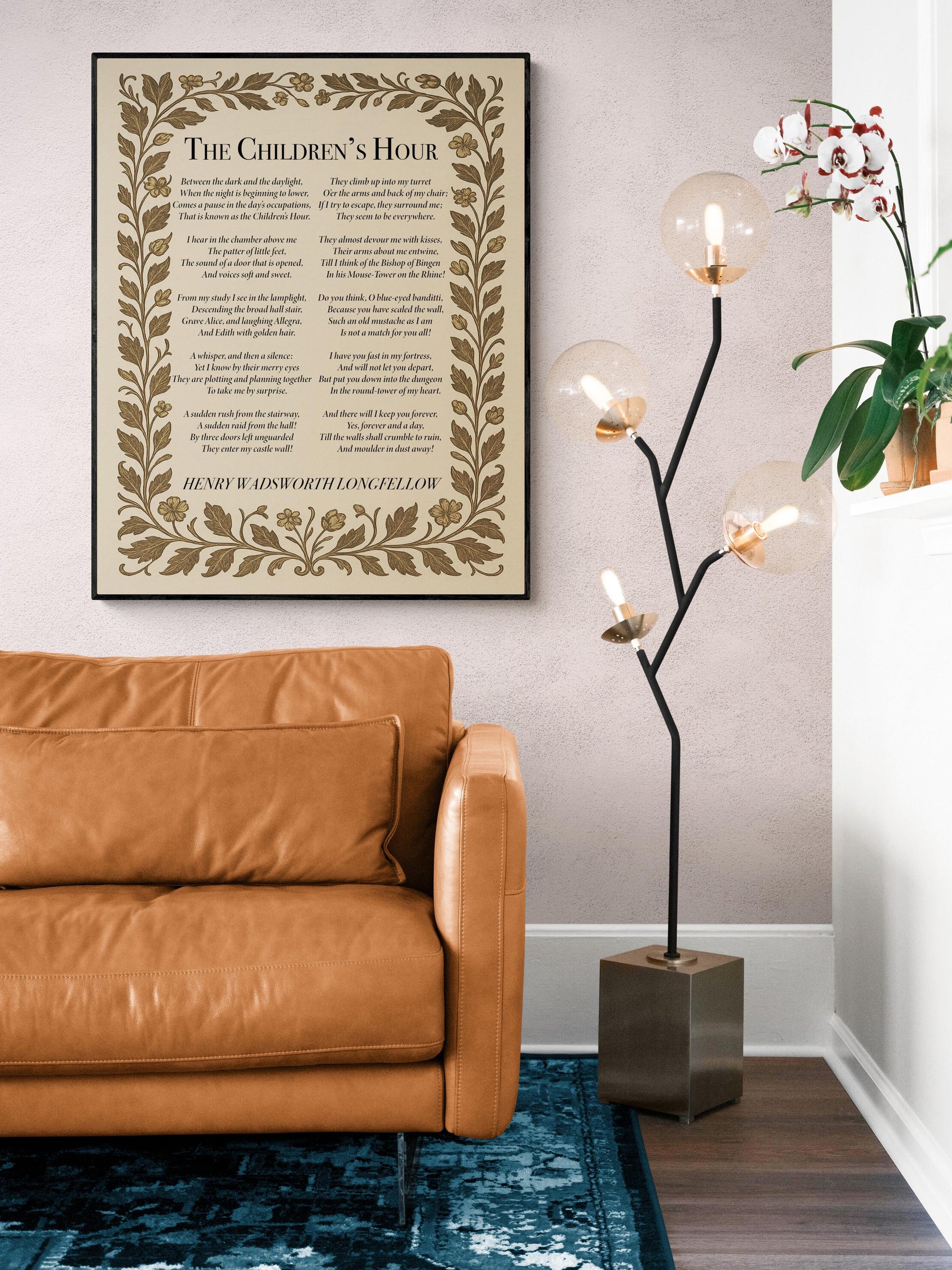 Henry Wadsworth Longfellow Quote Art Print | Children's Hour | Vintage Poem | Children Kids Parents | Morris Floral | Home Decor Poster