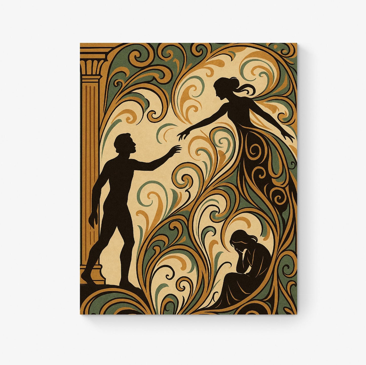 Orpheus and Eurydice Art Print | Ancient Greek Mythology | Art Nouveau | Tragic love Story Myth | Living Room | Home Decor | Poster