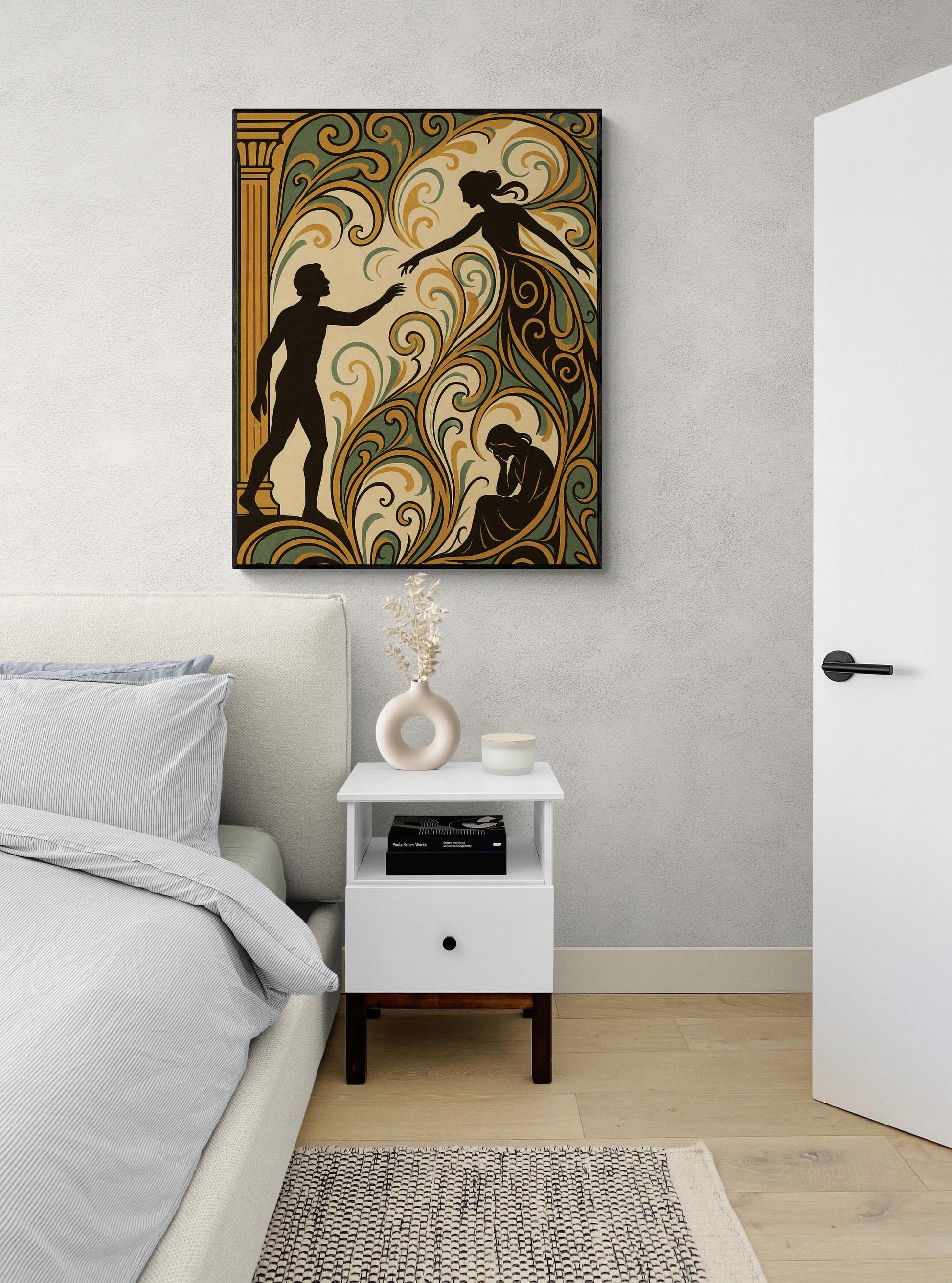 Orpheus and Eurydice Art Print | Ancient Greek Mythology | Art Nouveau | Tragic love Story Myth | Living Room | Home Decor | Poster