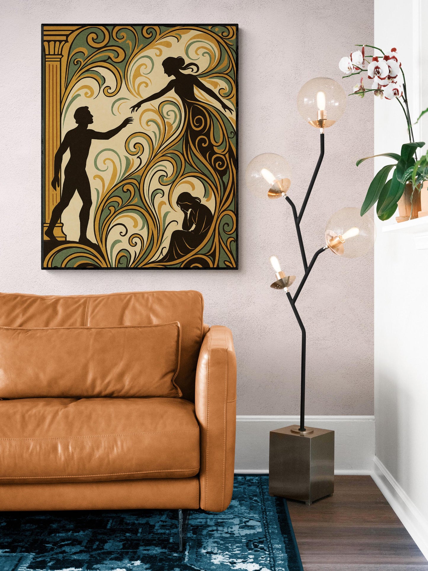 Orpheus and Eurydice Art Print | Ancient Greek Mythology | Art Nouveau | Tragic love Story Myth | Living Room | Home Decor | Poster