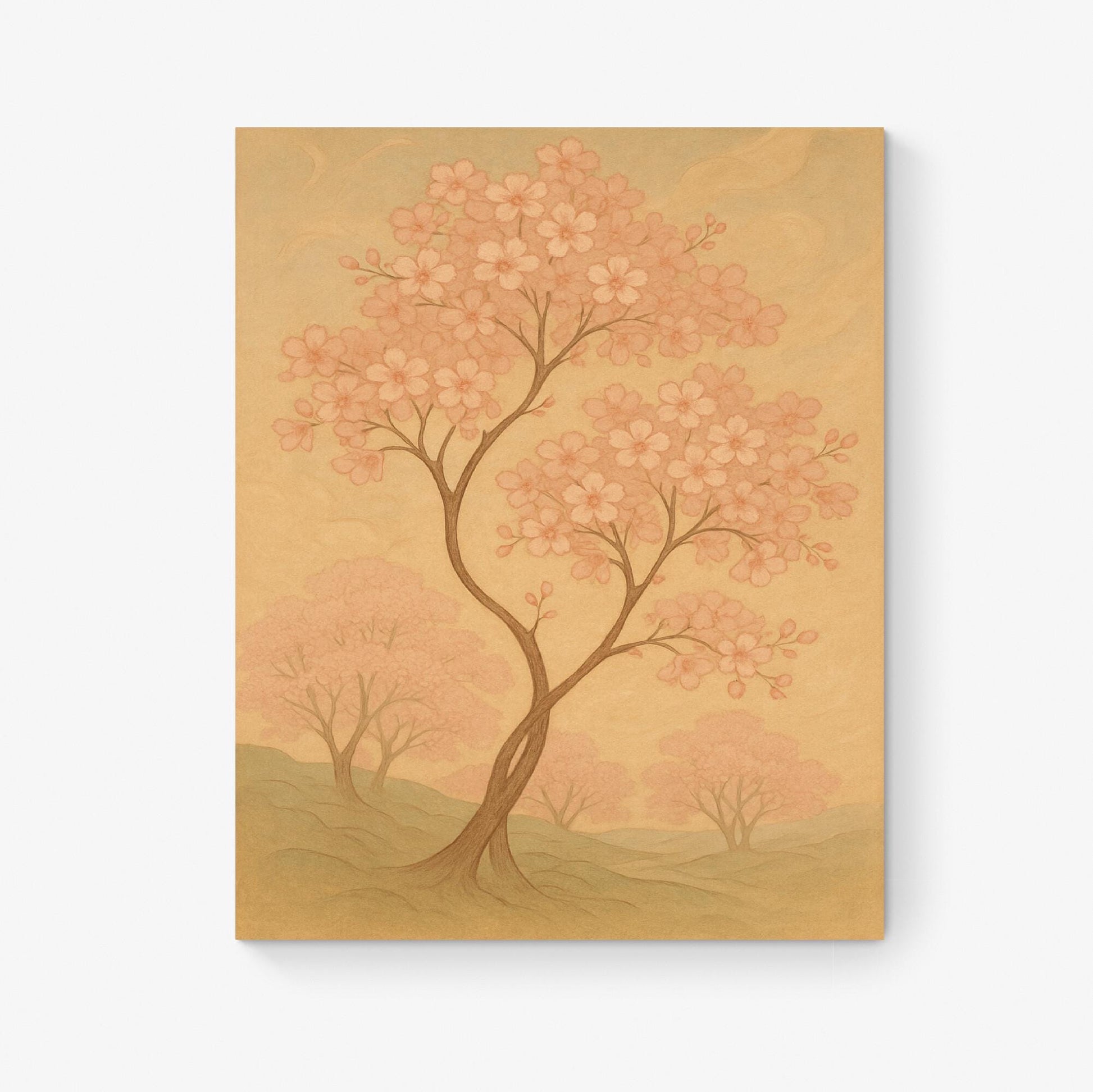 Cherry Blossom Tree Art Print | Nature Home Decor | Soft Minimalist Japanese Illustration | Inspirational | Motivational Sketch Poster