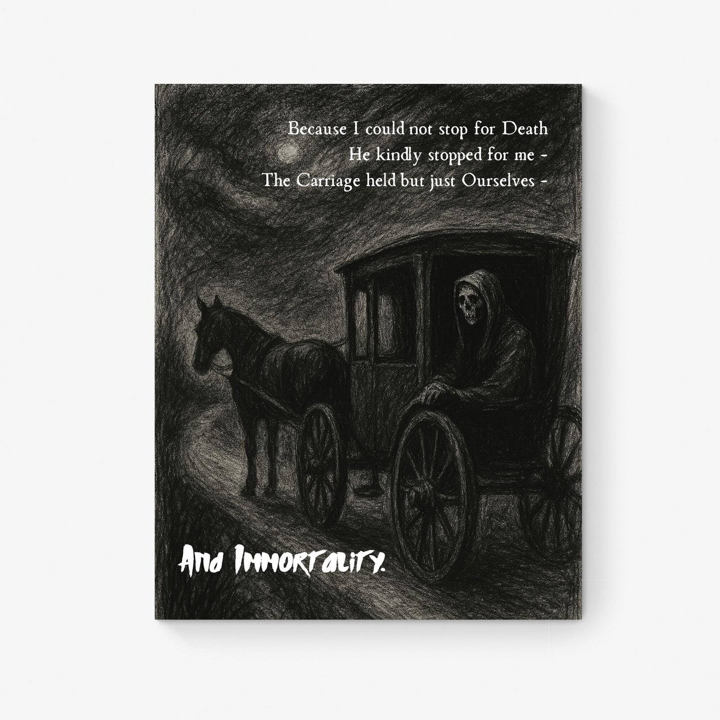 Emily Dickinson Quote Art Print | Because I Could Not Stop For Death | Poem | Gothic Dark Academia | Poetry | Literary | Motivational Poster