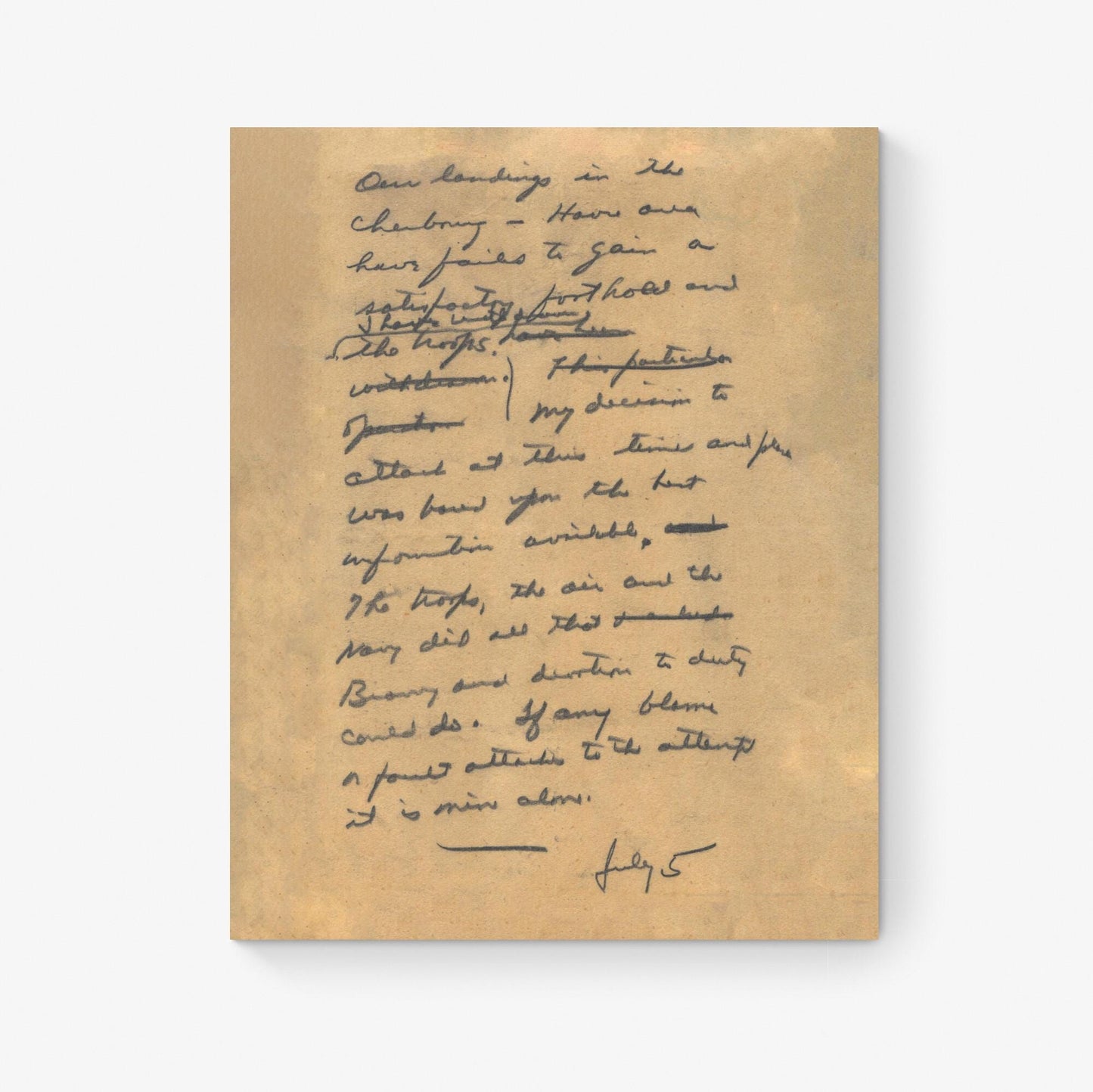 Eisenhower Art Print | In Case of Failure Draft Letter | D-Day Order Of The Day | Military Home Decor| World War 2 | Poster