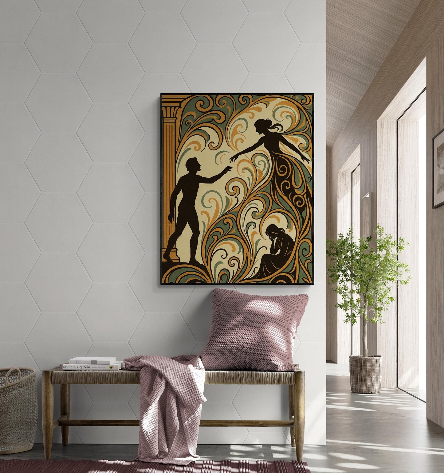 Orpheus and Eurydice Art Print | Ancient Greek Mythology | Art Nouveau | Tragic love Story Myth | Living Room | Home Decor | Poster