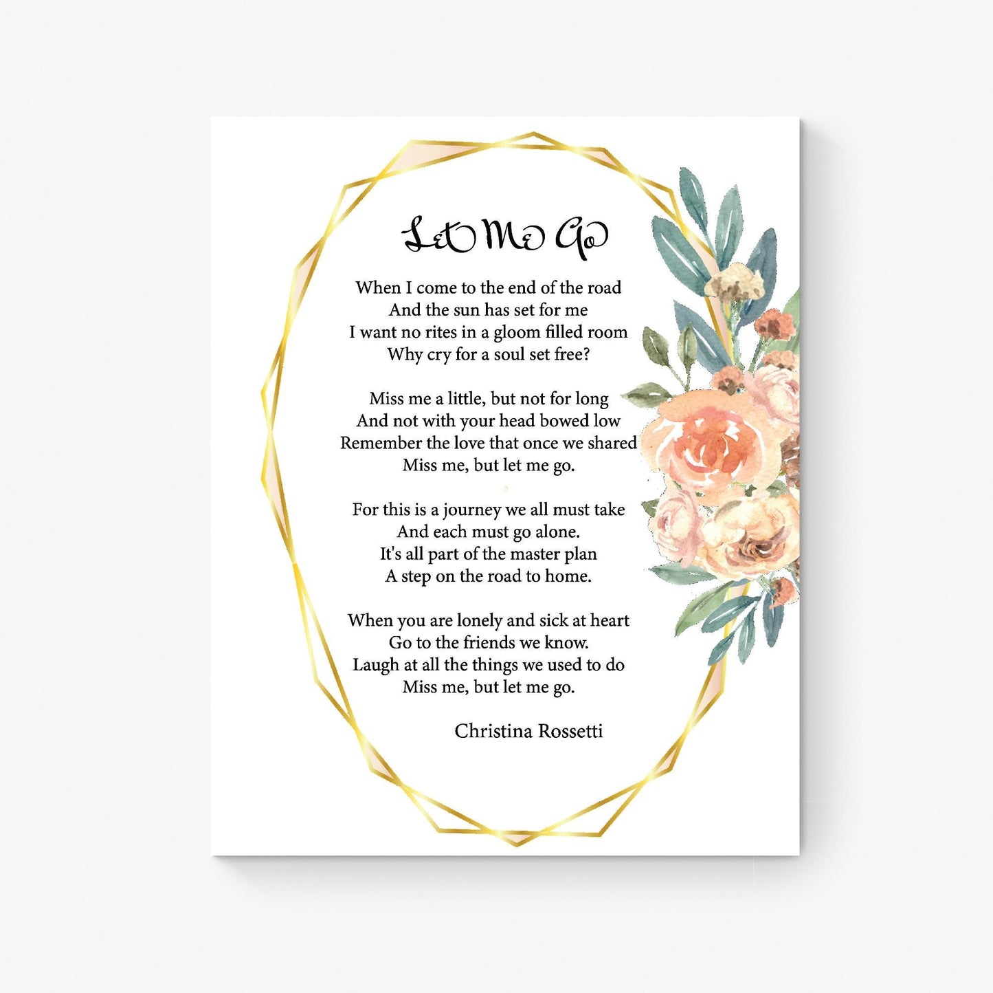 Christina Rossetti Let Me Go Art Print | Poetry Wall Decor | Inspirational Literary Quote | Victorian Poem Art | Poster