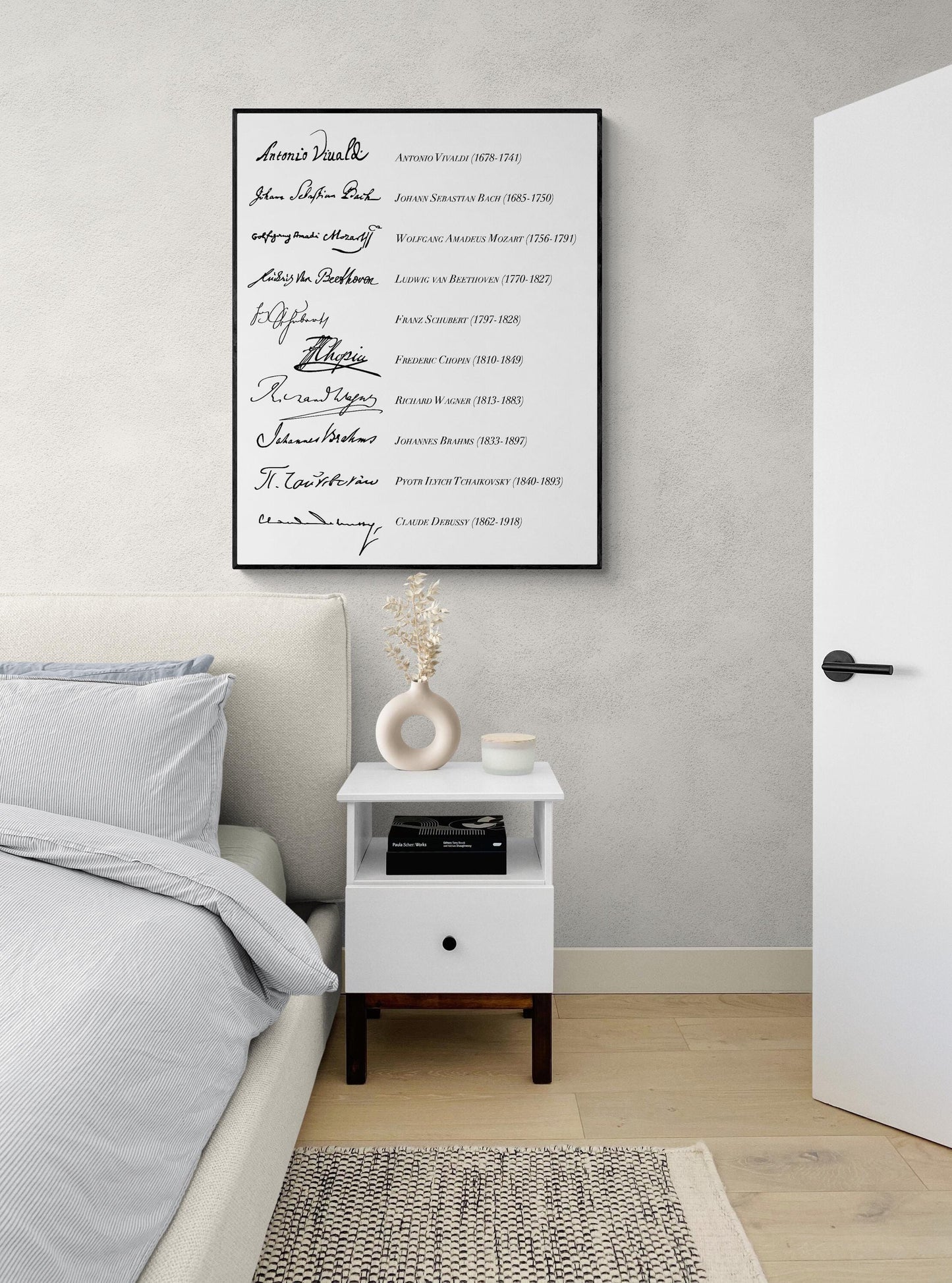 Classical Composers Signature Art Print | Vivaldi, Bach, Mozart, Beethoven, Wagner | Home Decor | Inspirational Music History Wall Poster