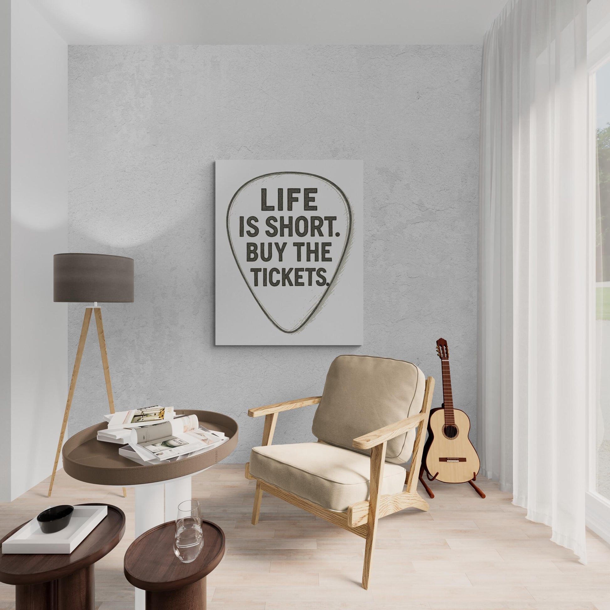 Music Art Print | Life Is Short Buy The Tickets | Guitar Pick Sketch | Musician Artist | Trendy Gift Home Decor | Inspirational Poster