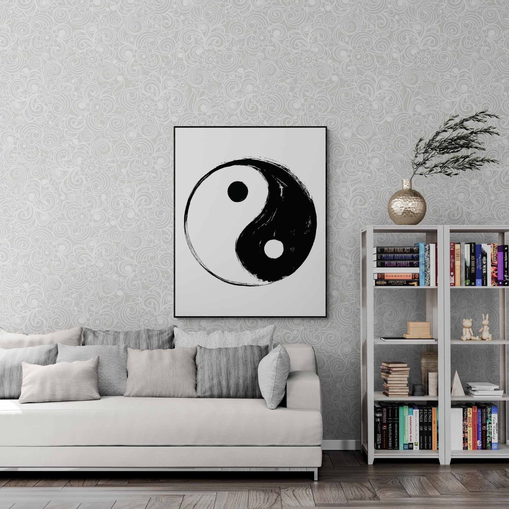 Yin Yang Brushstroke Art Print | Minimalist Taoist Wall | Zen Symbol | Home Decor | Harmony Poster