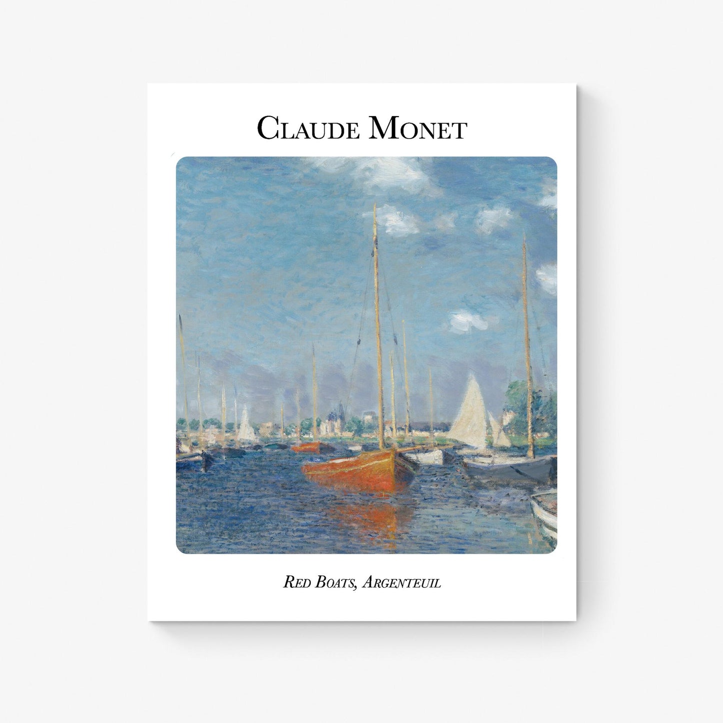 Claude Monet Red Boats Art Print – Red Boats at Argenteuil Impressionist Painting – French Landscape Reproduction – Unframed Fine Art Decor