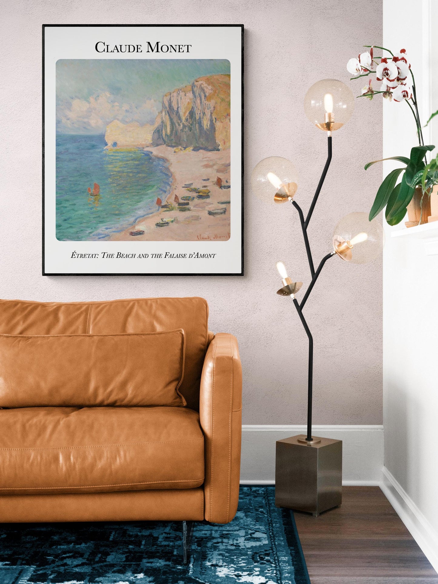 Claude Monet Art Print – Etretat Beach and Falaise d’Amont – Impressionist Coastal Landscape Reproduction – Home Decor Poster