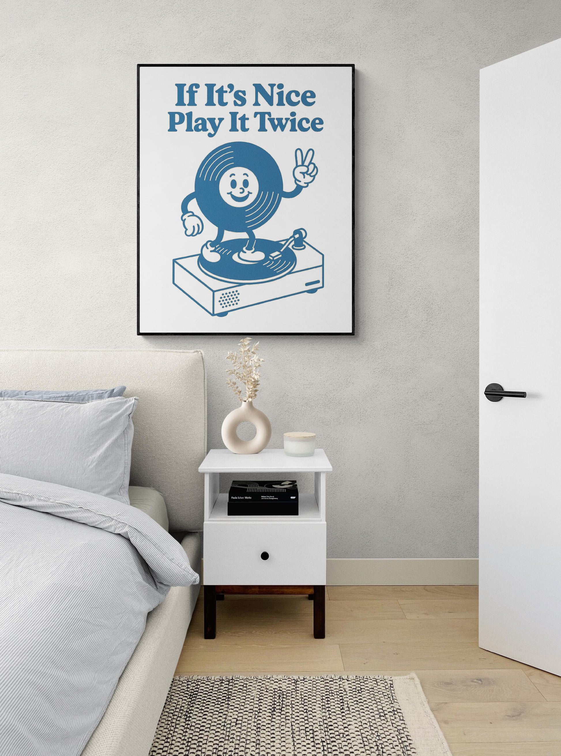 Music Art Print | If Its Nice Play It Twice | Vintage Record | Retro Groovy Lover | Turntable Home Decor | Poster