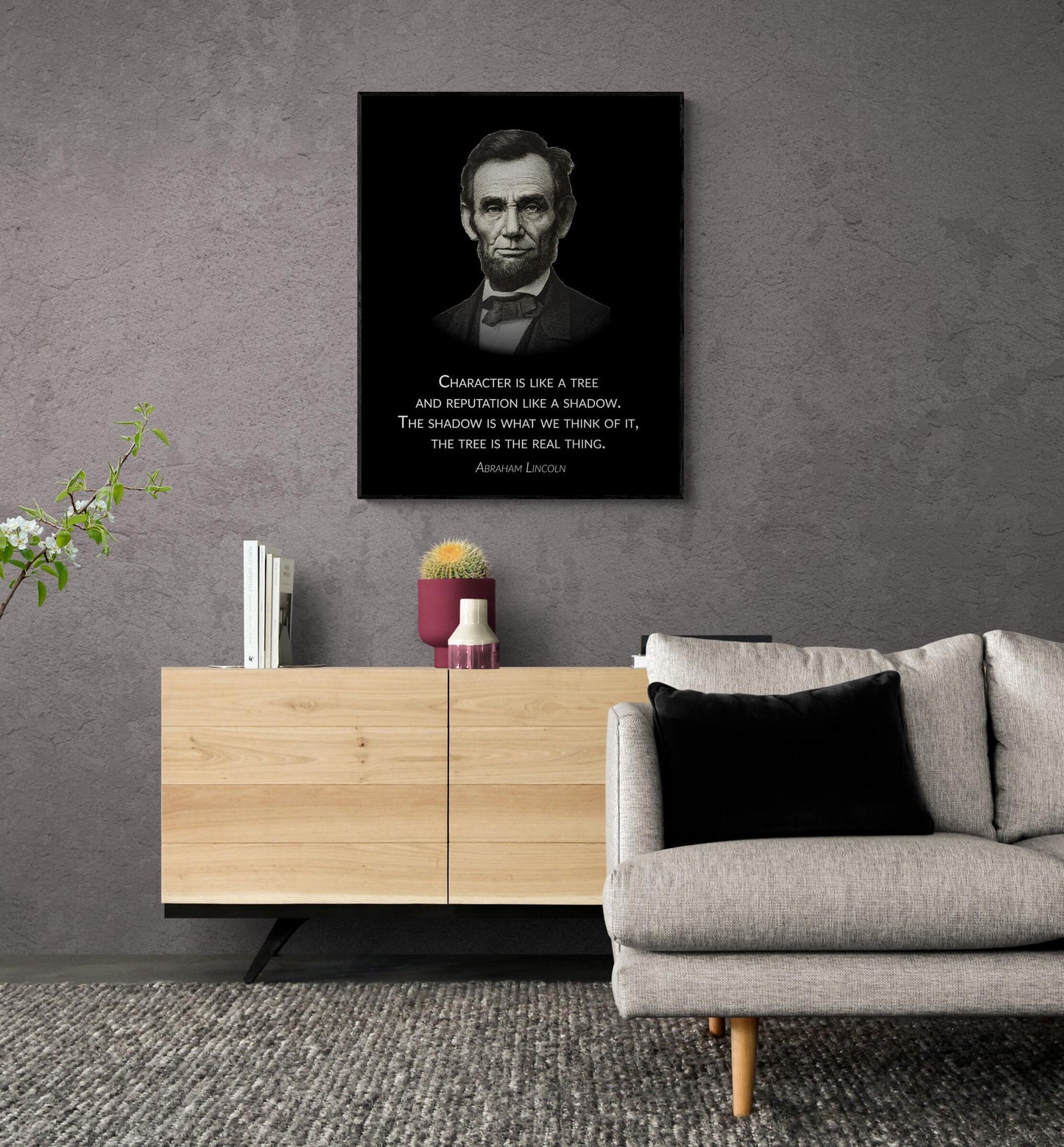Abraham Lincoln Quote Art Print | Character is like a tree | Inspirational Historical Wall Art | Living Room | Vintage Portrait Poster