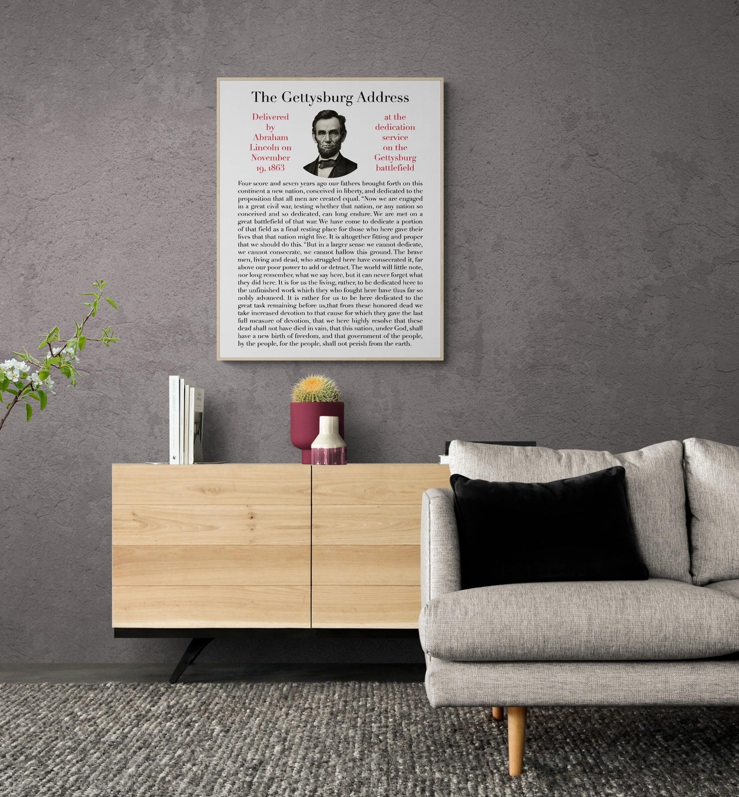 Gettysburg Address Art Print | Abraham Lincoln | Historic Patriotic Quote | United States | American History Poster