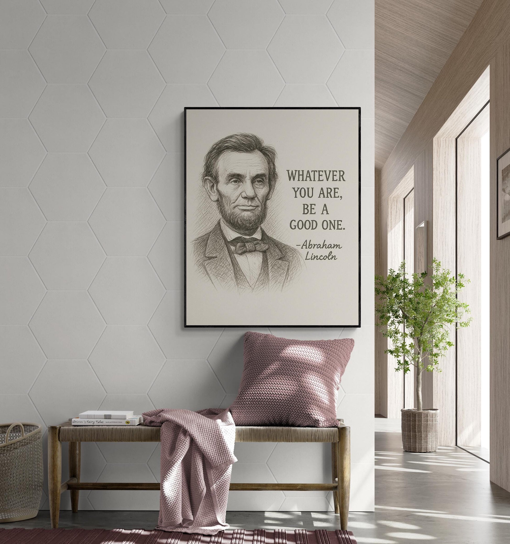 Abraham Lincoln Quote Art Print | Whatever You Are, Be a Good One | Home Decor Vintage Sketch | Wall Artwork | Inspirational Poster