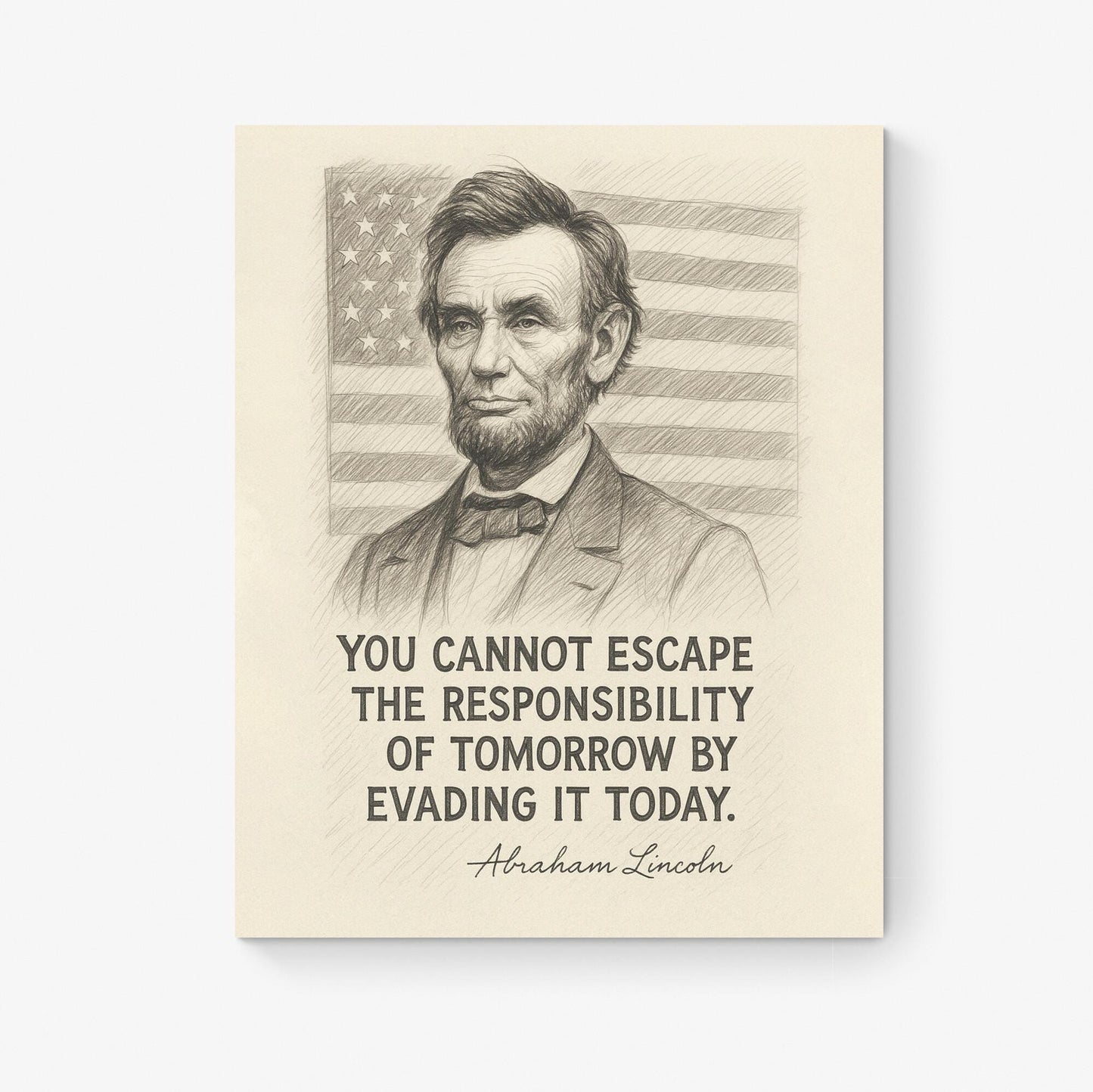 Abraham Lincoln Quote Art Print | Responsibility of Tomorrow | Vintage Sketch Style Wall Decor | Historical Motivation | Home Decor Poster