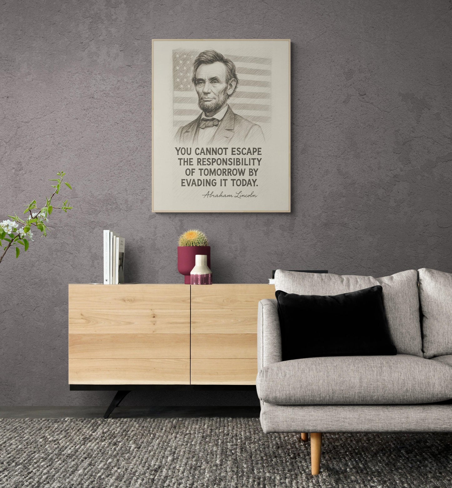 Abraham Lincoln Quote Art Print | Responsibility of Tomorrow | Vintage Sketch Style Wall Decor | Historical Motivation | Home Decor Poster