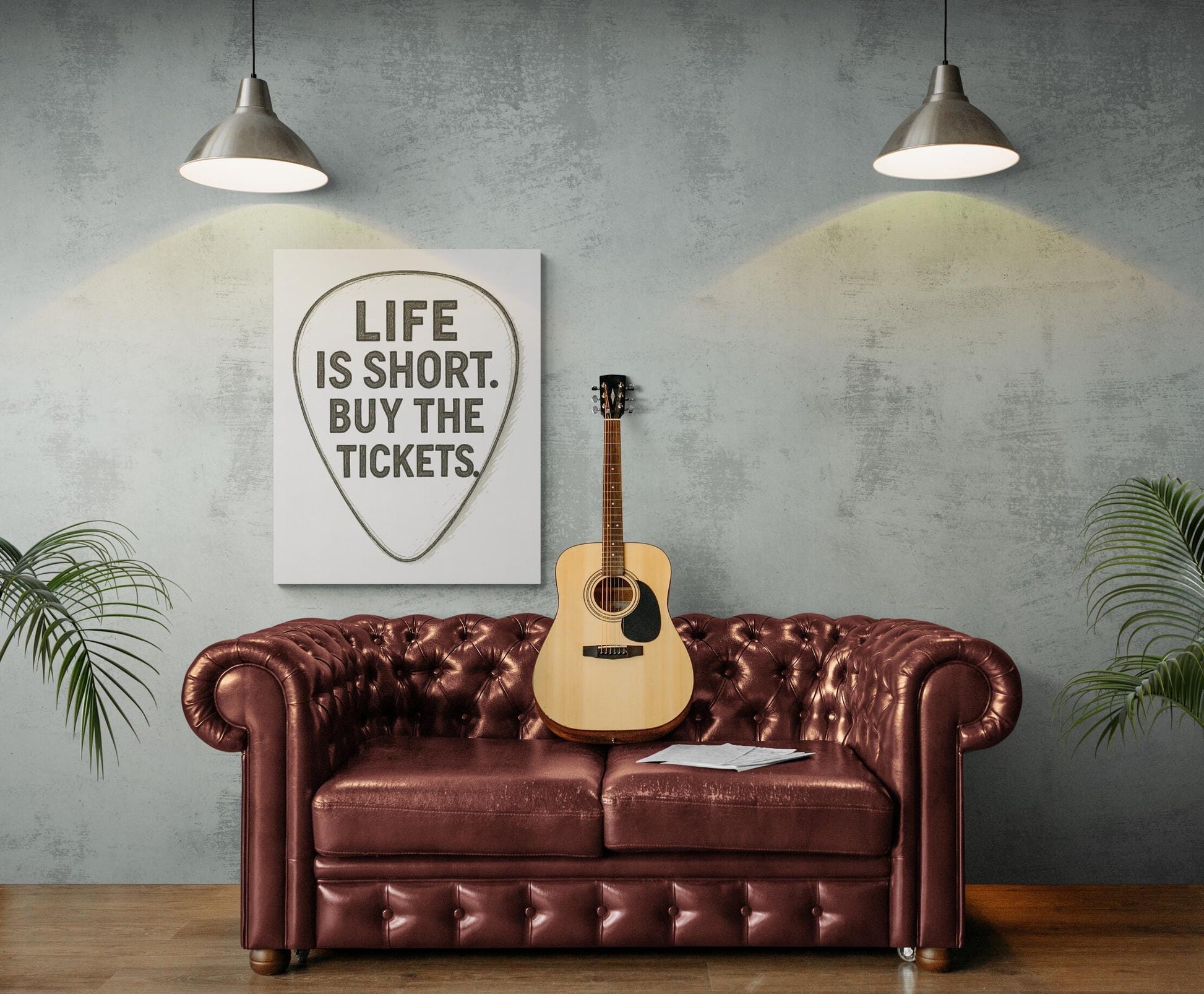 Music Art Print | Life Is Short Buy The Tickets | Guitar Pick Sketch | Musician Artist | Trendy Gift Home Decor | Inspirational Poster