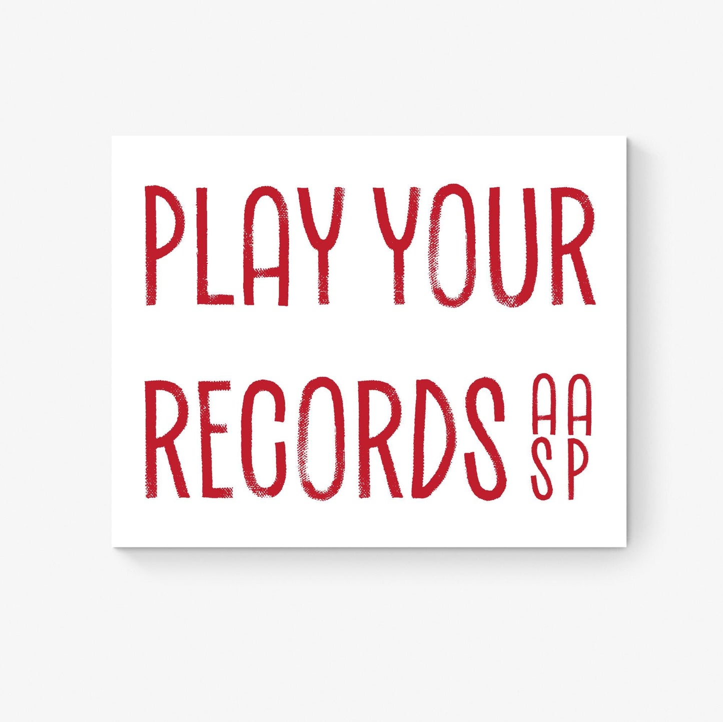 Retro Music Art Print | Play Your Records ASAP | Vinyl Record Player | Vintage Mid Century | Bold Red Home Decor | Poster