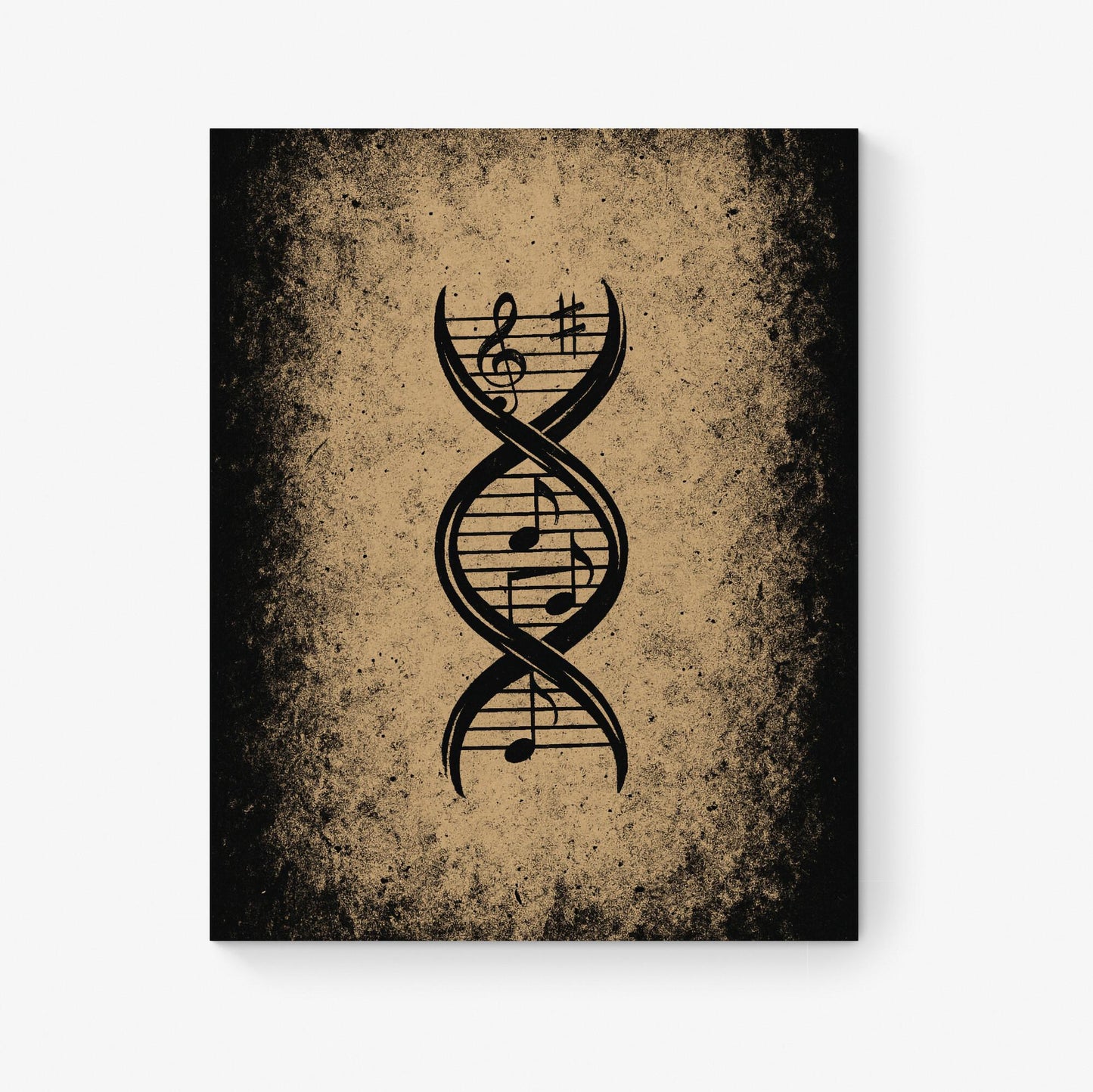 Musical DNA Art Print | Treble Clef Double Helix | Grunge Music Science | Vintage Genetic | Home Decor | Poster