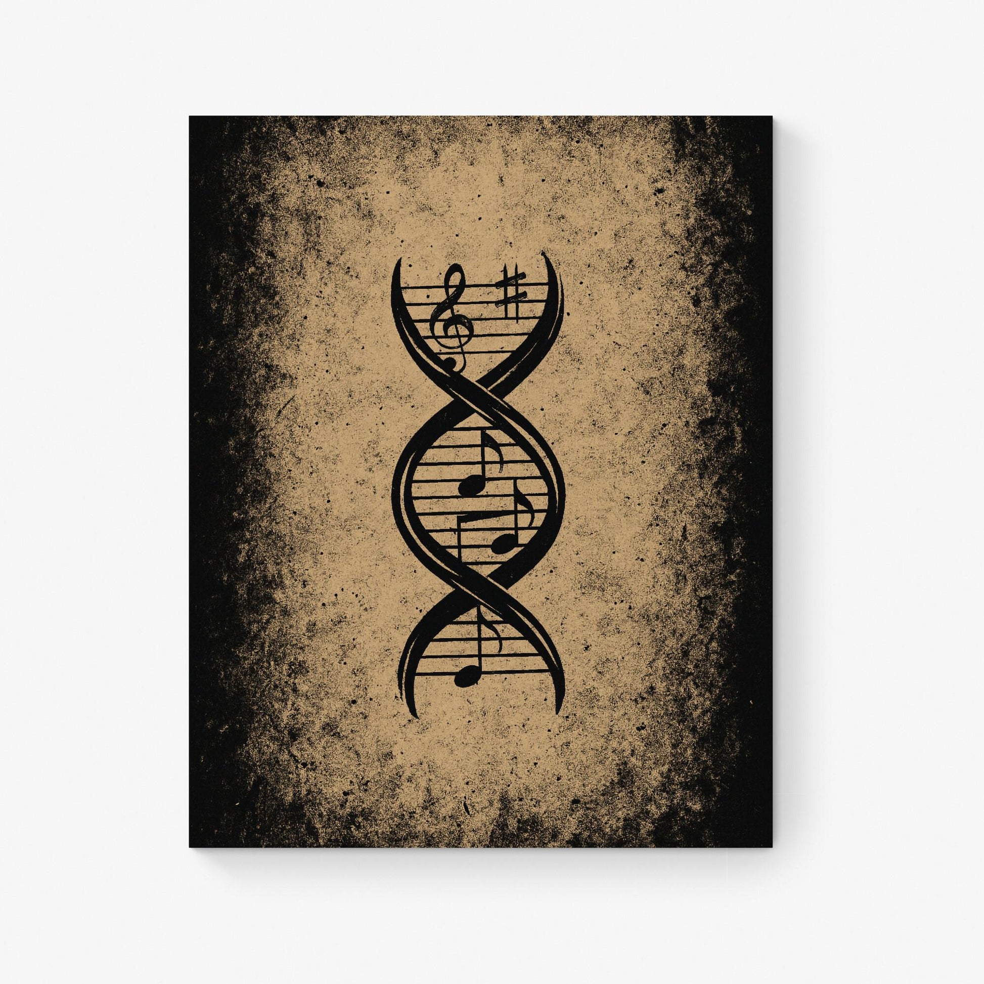 Musical DNA Art Print | Treble Clef Double Helix | Grunge Music Science | Vintage Genetic | Home Decor | Poster