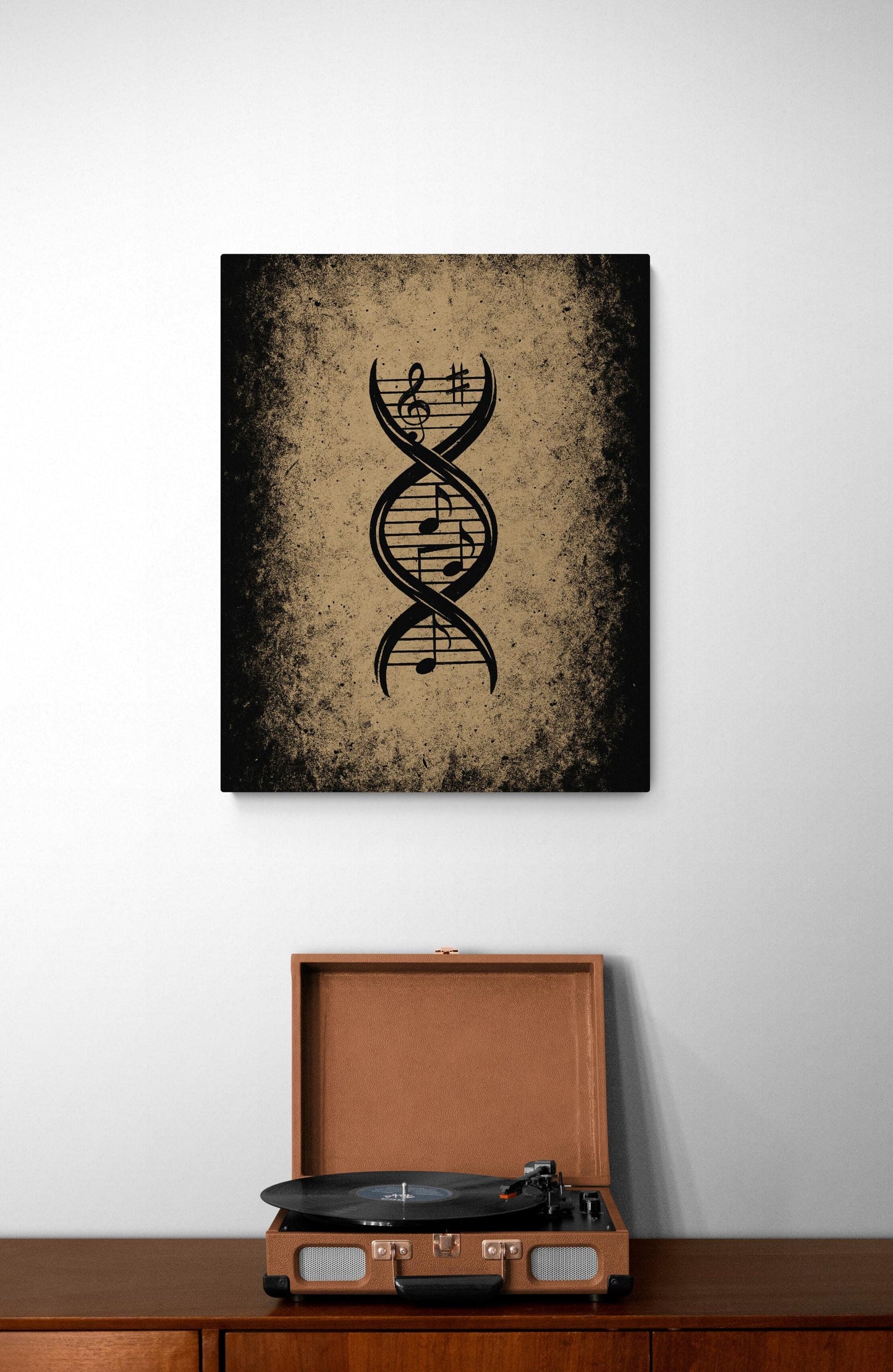 Musical DNA Art Print | Treble Clef Double Helix | Grunge Music Science | Vintage Genetic | Home Decor | Poster