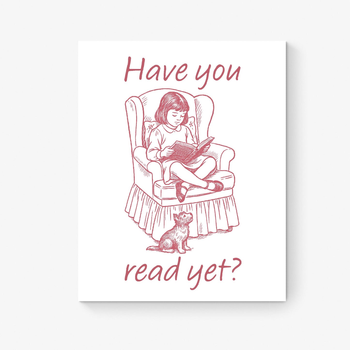 Vintage Book Art Print | Have You Read Yet | Girl Reading With A Puppy | Children's Room | Kids Literary Home Decor | Vintage Nursery Poster