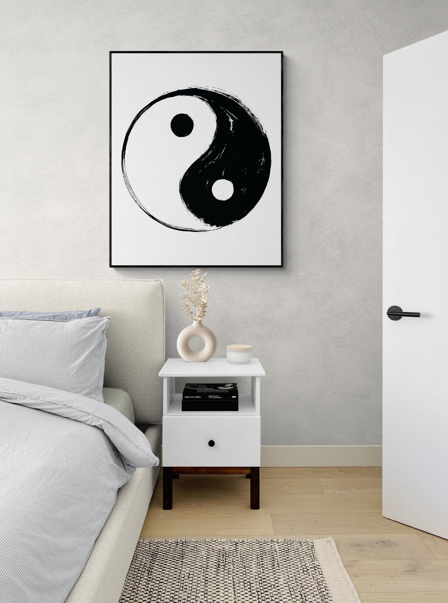 Yin Yang Brushstroke Art Print | Minimalist Taoist Wall | Zen Symbol | Home Decor | Harmony Poster